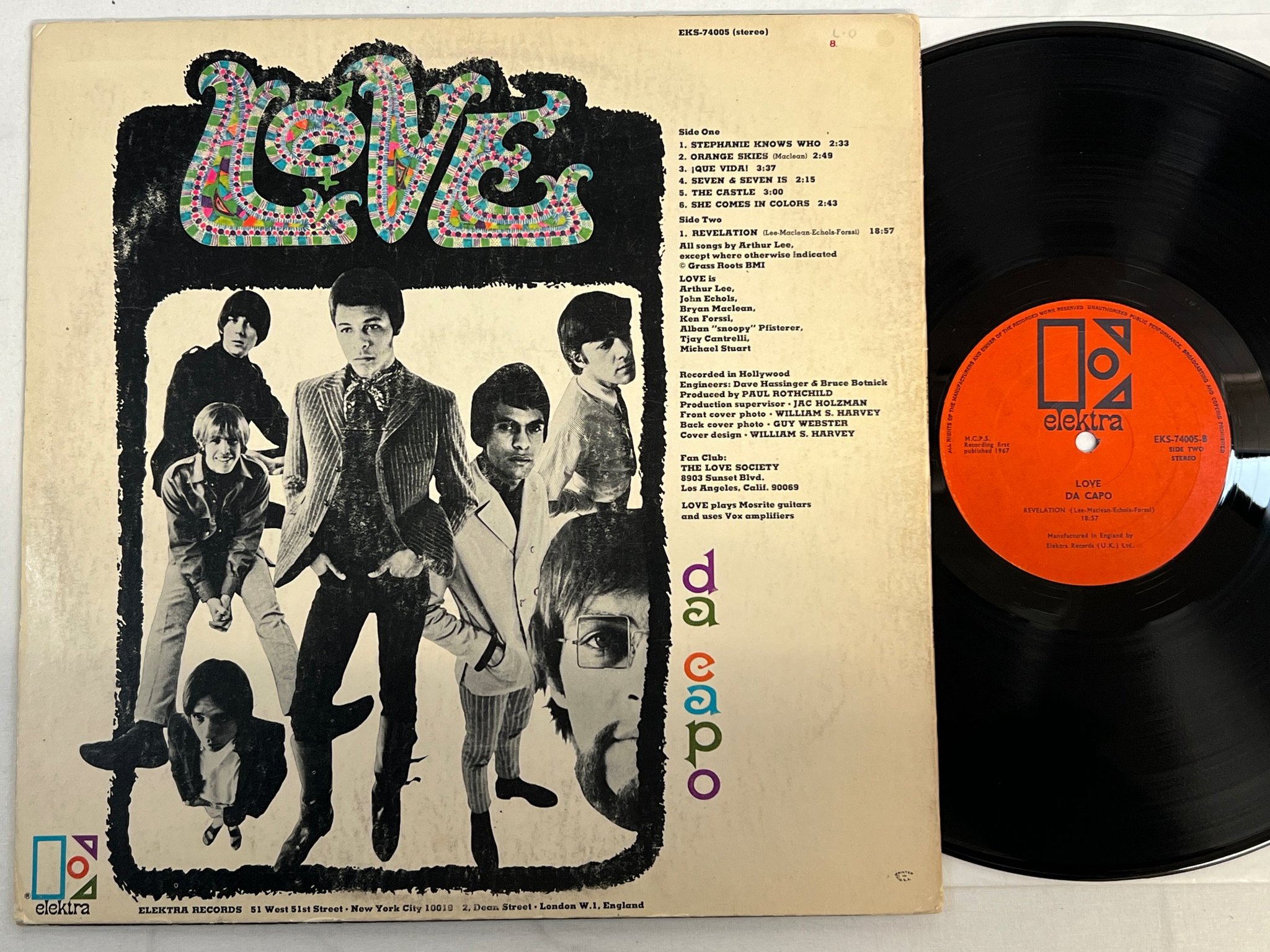 Omslagsbild för skivan LOVE da capo LP -67 UK ELEKTRA EKS-74005 psych 