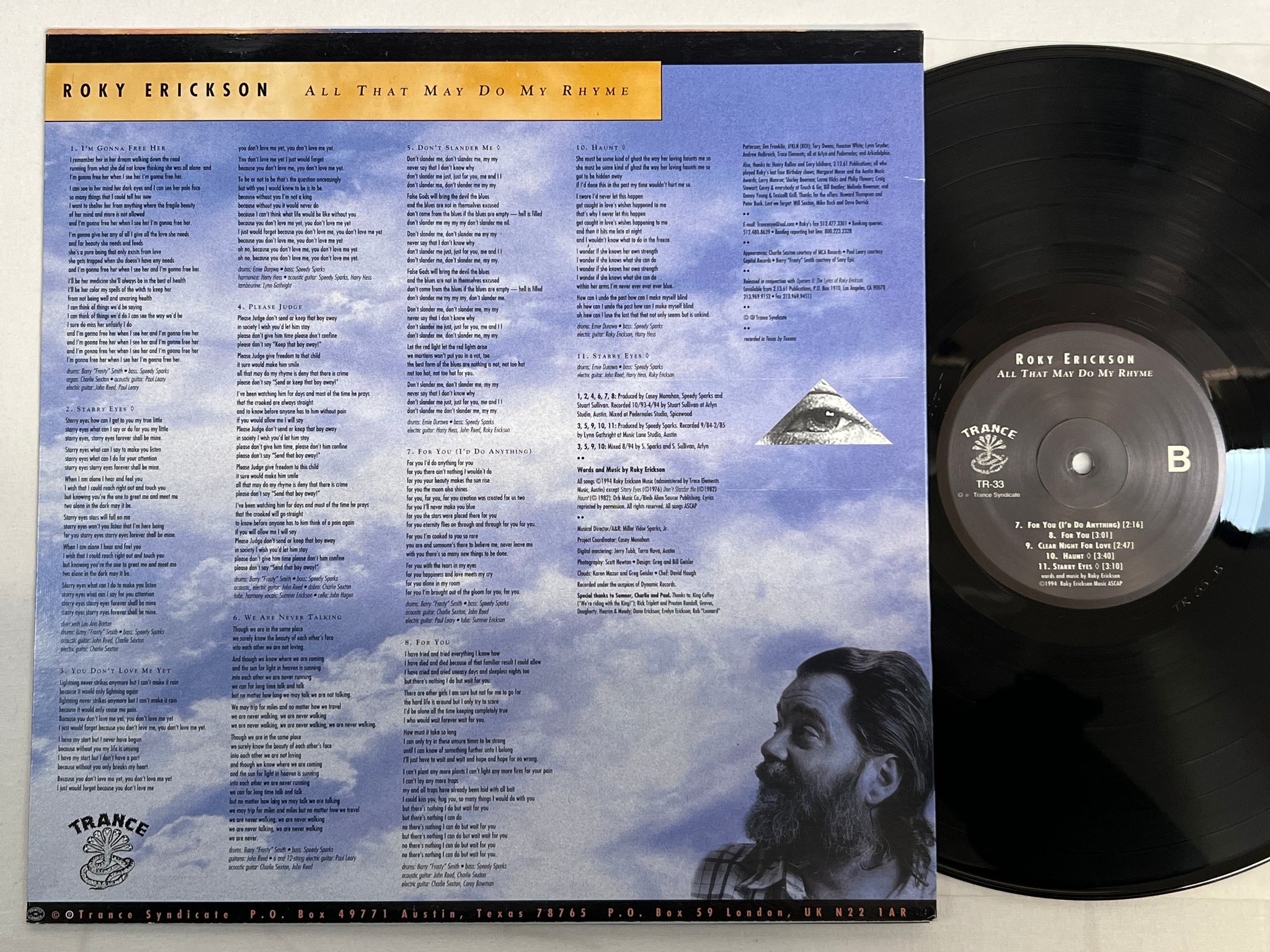 Omslagsbild för skivan ROKY ERICKSON All That May Do My Rhyme LP -95 US TRANCE TR-33