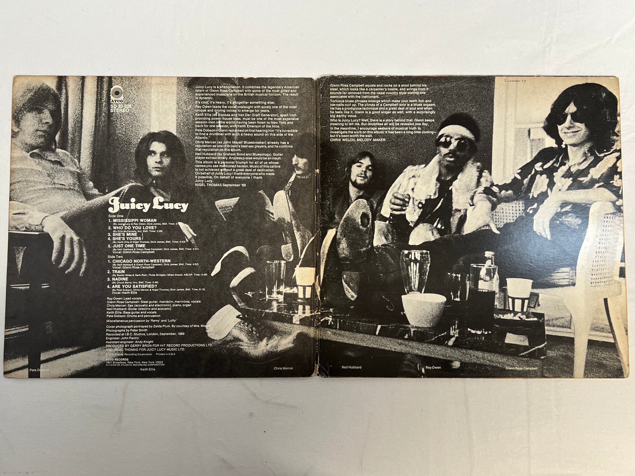 Omslagsbild för skivan JUICY LUCY s/t LP -70 Can ATCO SD 33-325