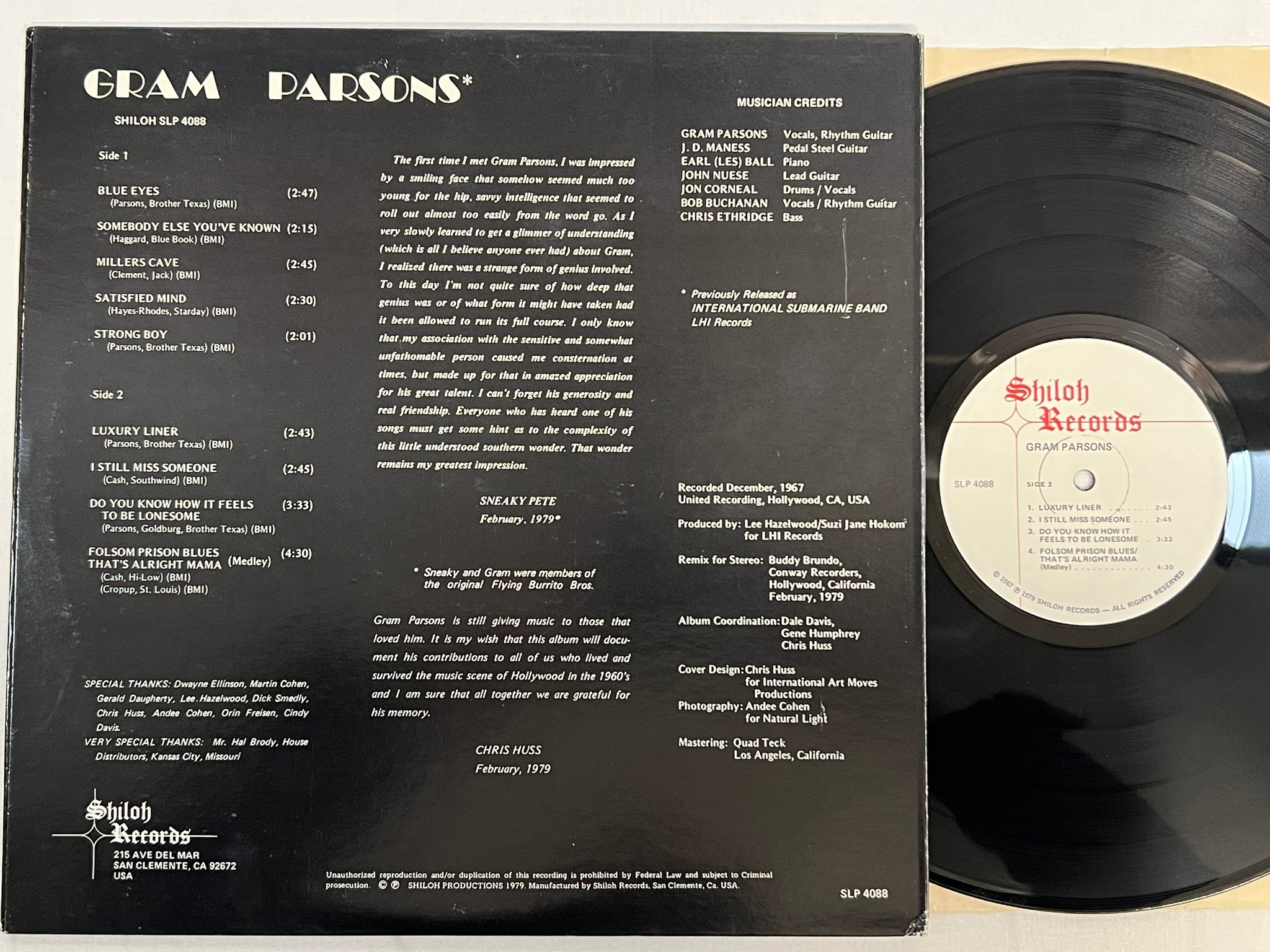 Omslagsbild för skivan GRAM PARSONS s/t LP -79 US SHILOH SLP 4088