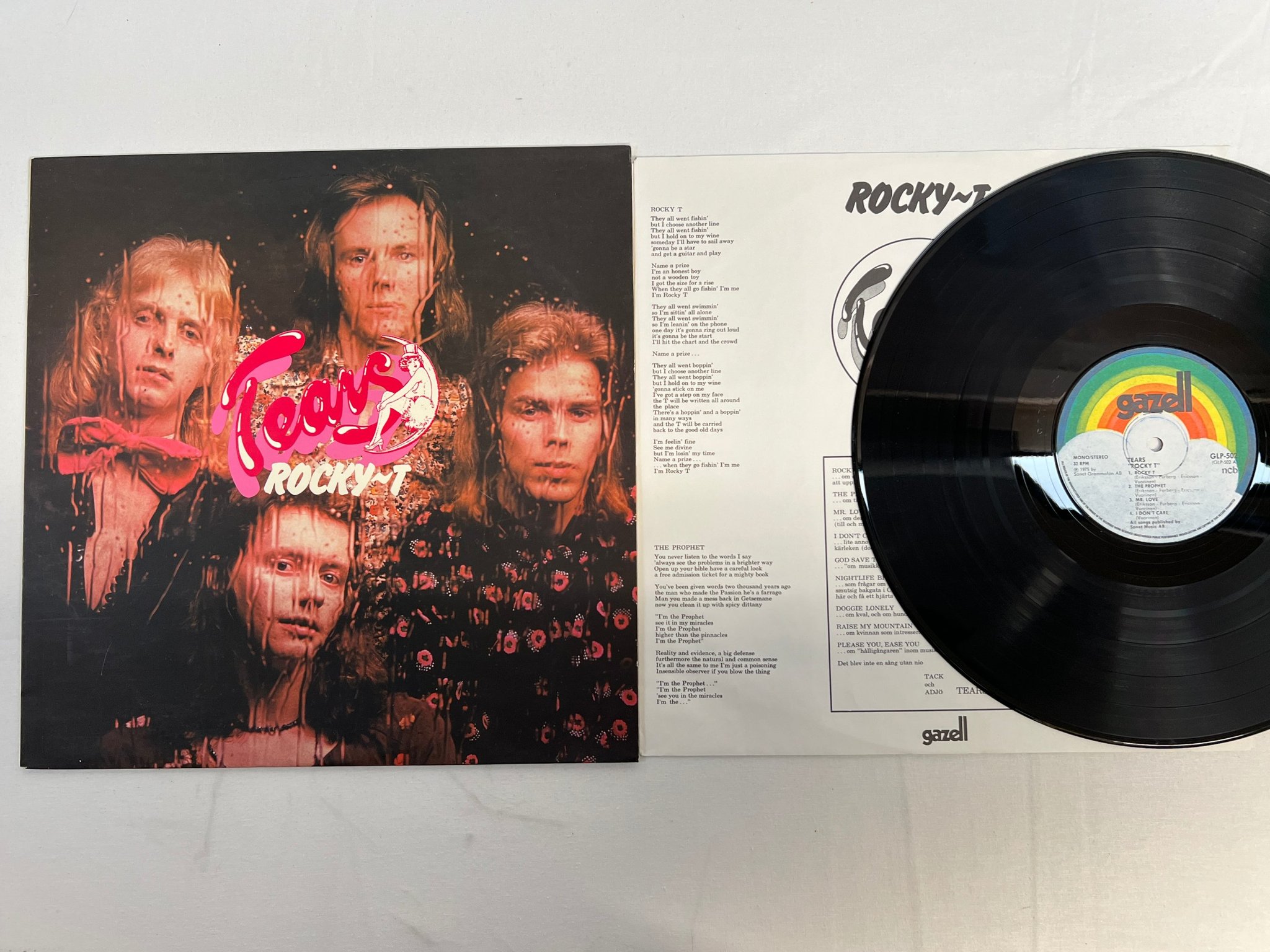 Omslagsbild för skivan TEARS Rocky T LP -75 ncb GAZELL GLP-502 glam rock