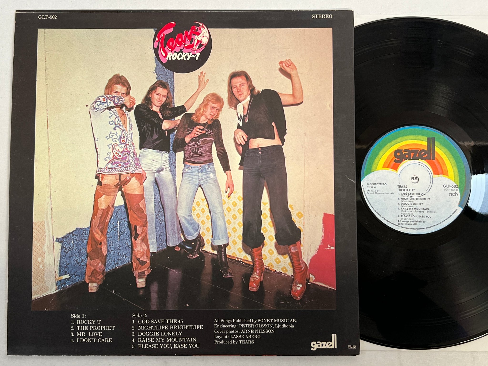 Omslagsbild för skivan TEARS Rocky T LP -75 ncb GAZELL GLP-502 glam rock