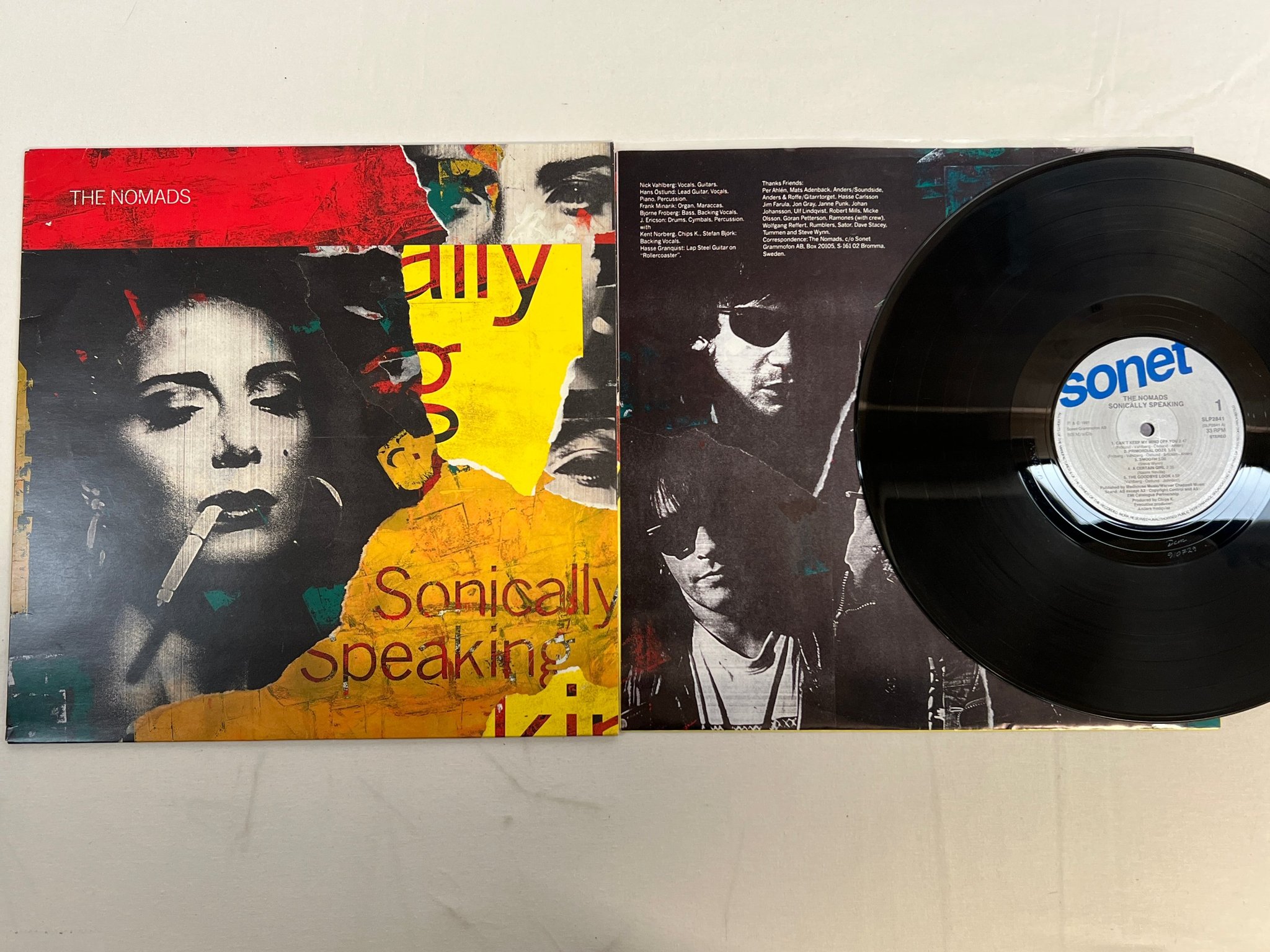 Omslagsbild för skivan THE NOMADS sonically speaking LP -91 Swe SONET SLP2841 garage rock