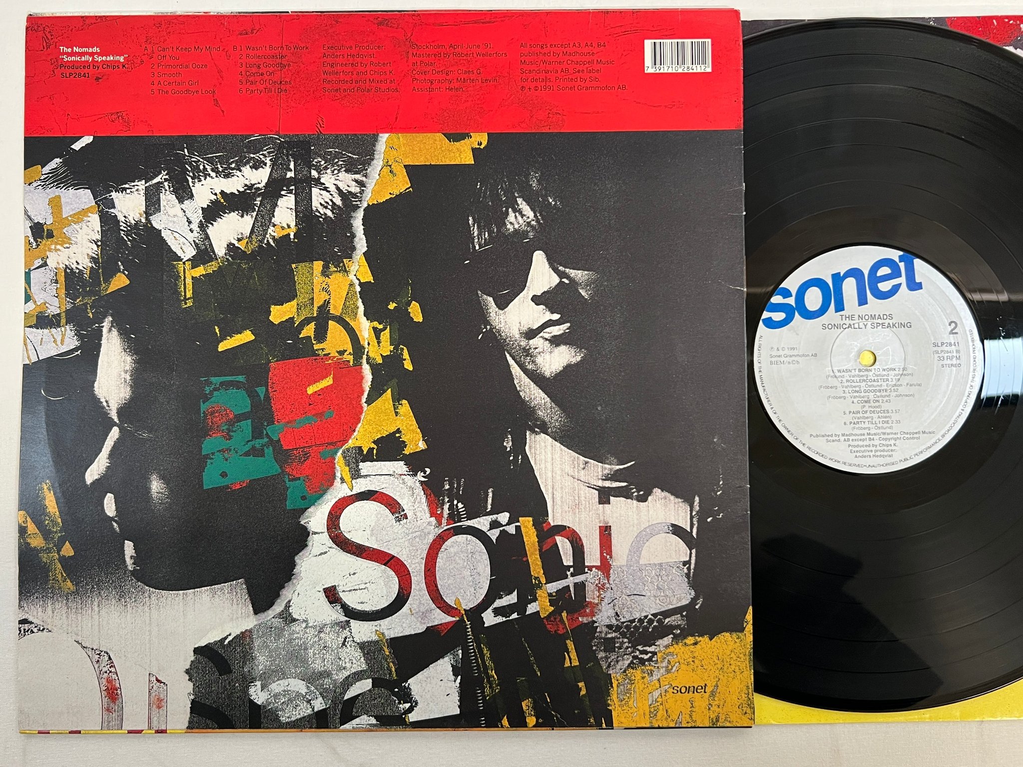 Omslagsbild för skivan THE NOMADS sonically speaking LP -91 Swe SONET SLP2841 garage rock