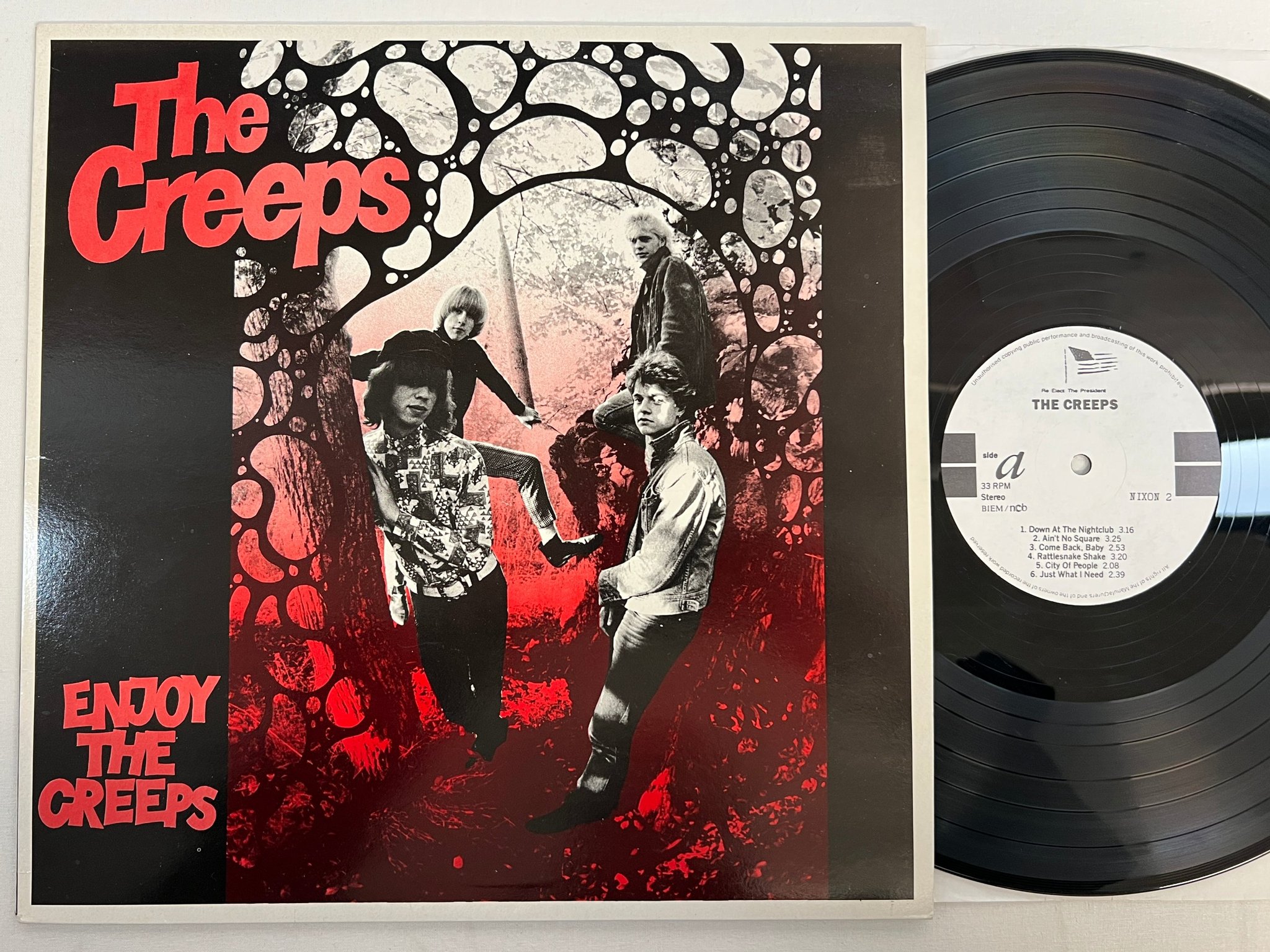 Omslagsbild för skivan THE CREEPS Enjoy The Creeps LP -87 re-elect the president NIXON 2 garage 