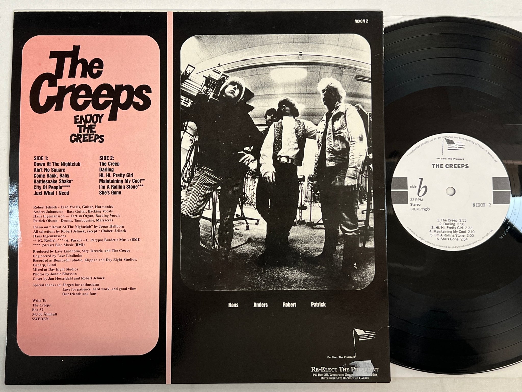 Omslagsbild för skivan THE CREEPS Enjoy The Creeps LP -87 re-elect the president NIXON 2 garage 