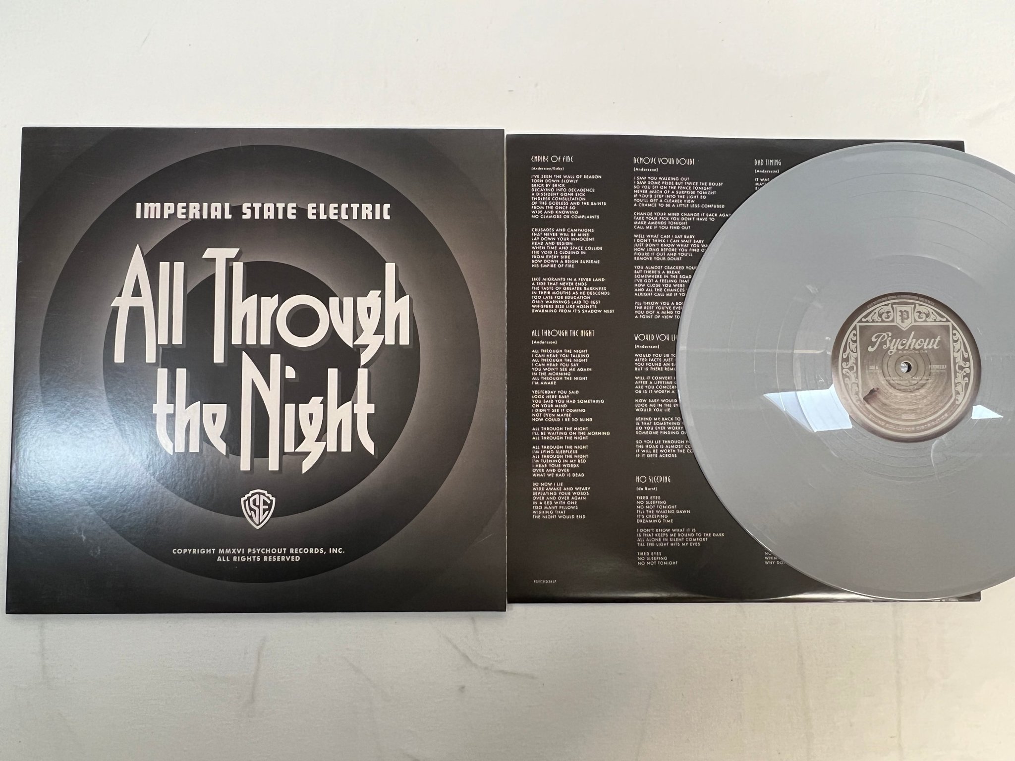 Omslagsbild för skivan IMPERIAL STATE ELECTRIC All Through The Night LP 2016 Swe PSYCH026LPGRE