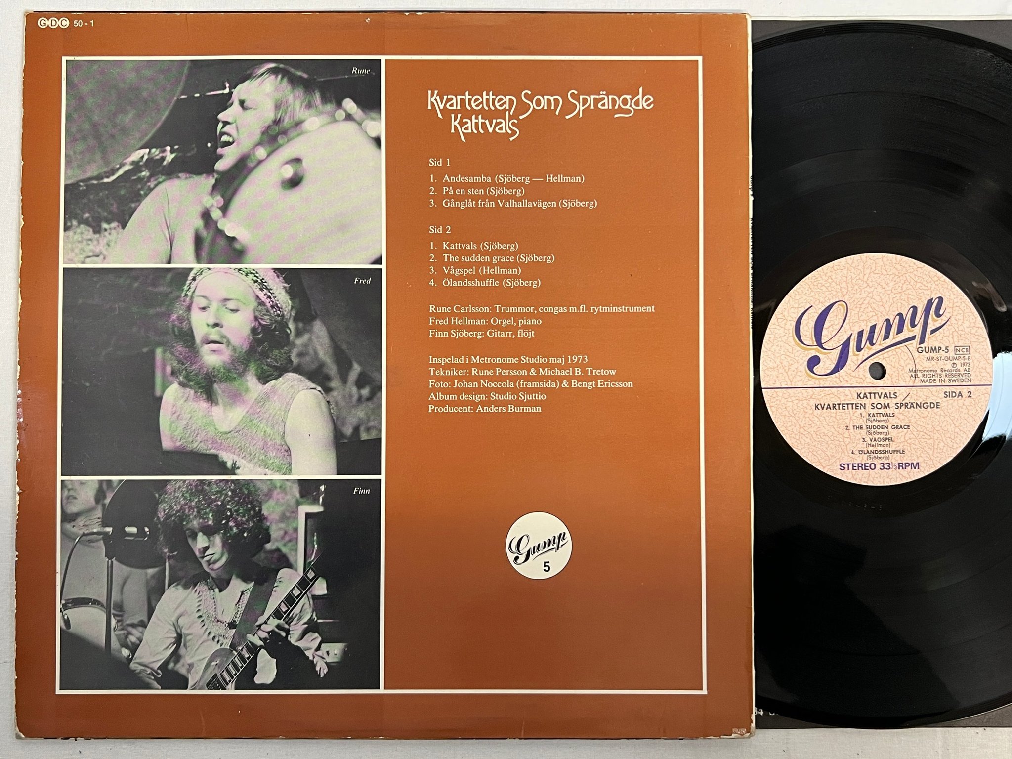 Omslagsbild för skivan KVARTETTEN SOM SPRÄNGDE kattvals LP -73 Swe GUMP Gump 5 ** rare prog **