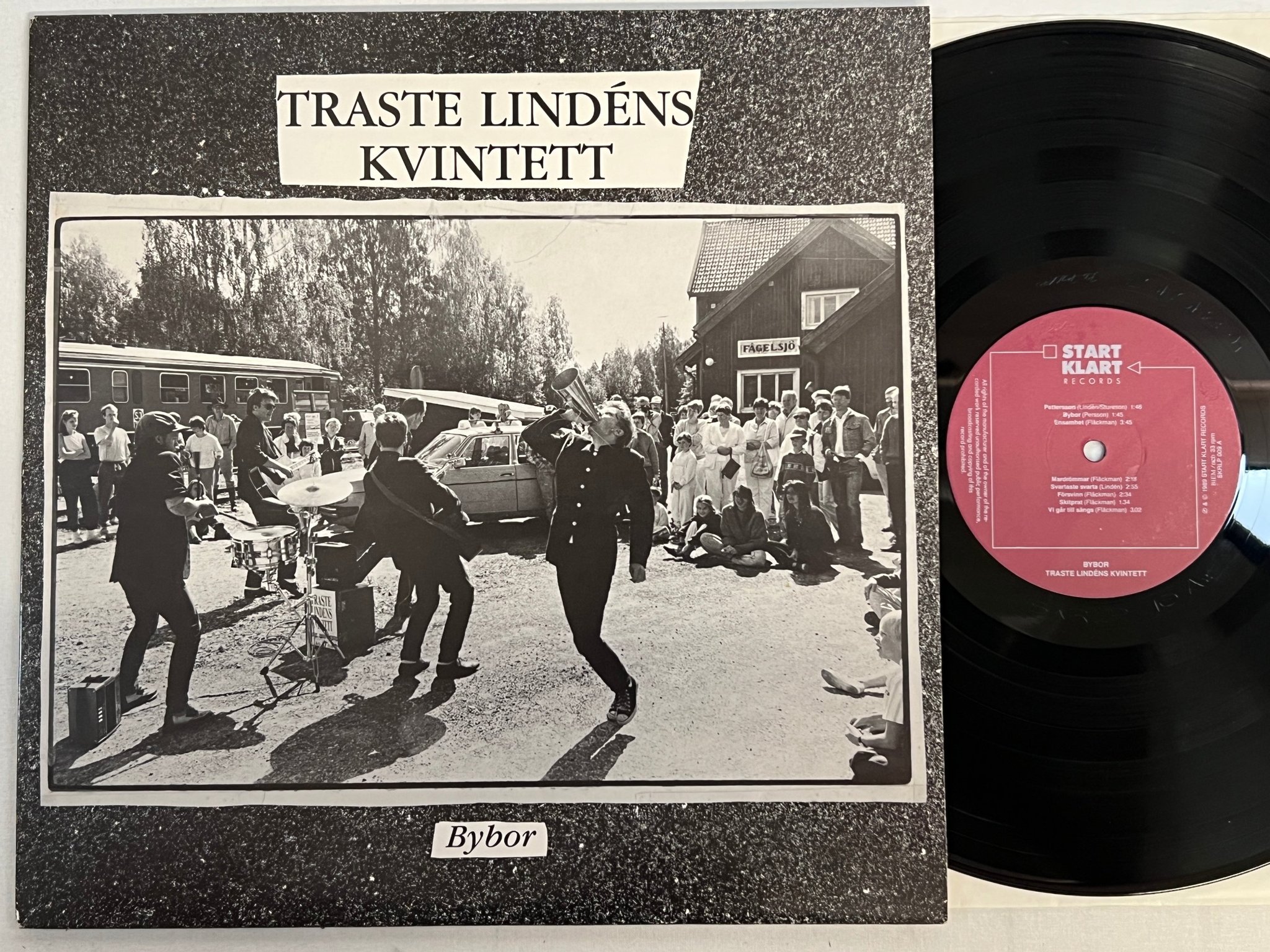 Omslagsbild för skivan TRASTE LINDÉNS KVINTETT Bybor LP -89 Swe START KLART SKRLP-009