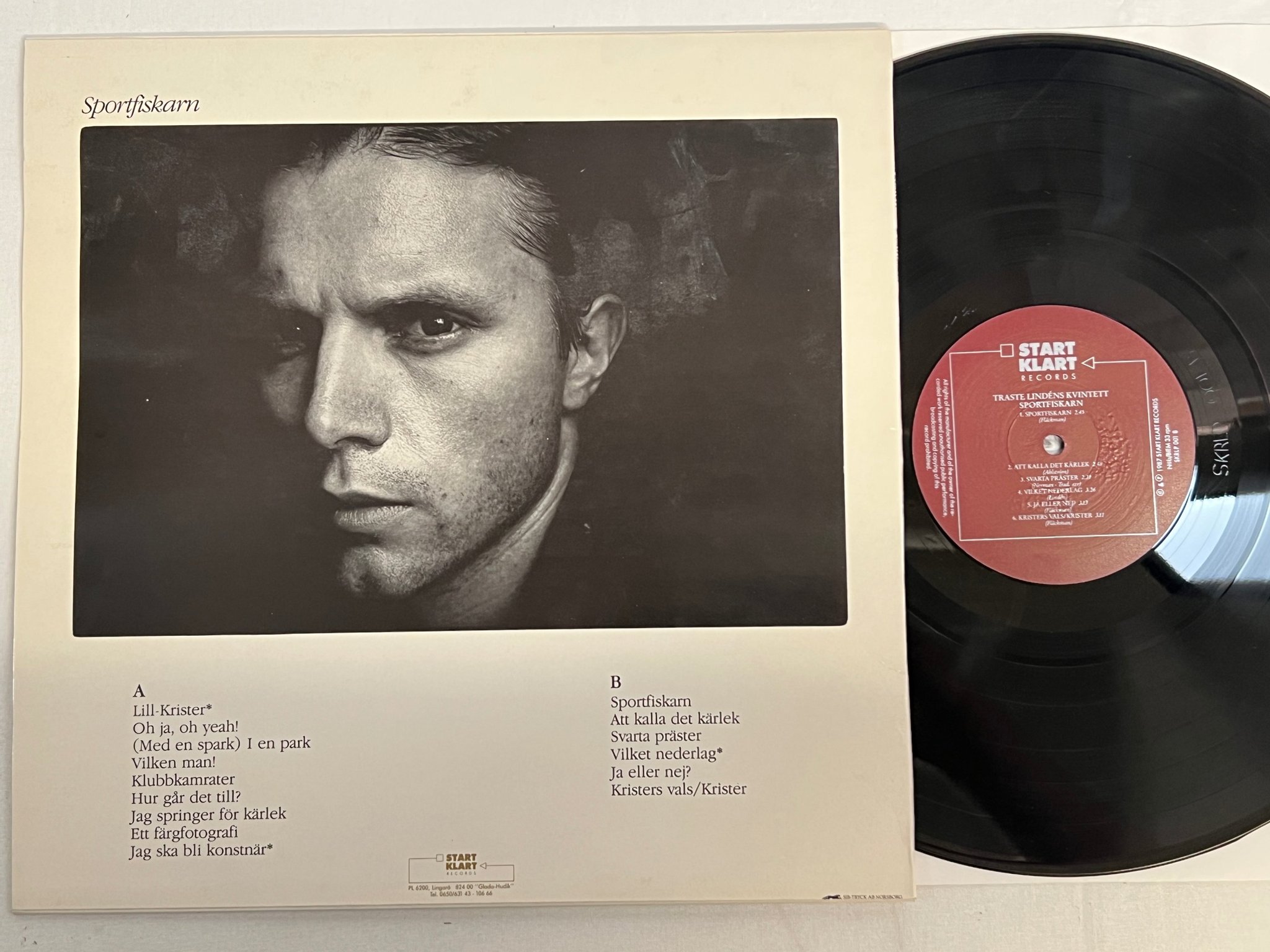 Omslagsbild för skivan TRASTE LINDÉNS KVINTETT Sportfiskarn LP -87 Swe START KLART SKRLP-001