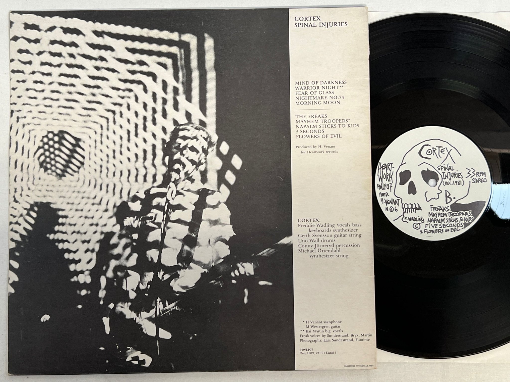 Omslagsbild för skivan CORTEX Spinal Injuries LP -83 Swe HEARTWORK HWLP07 ** rare **