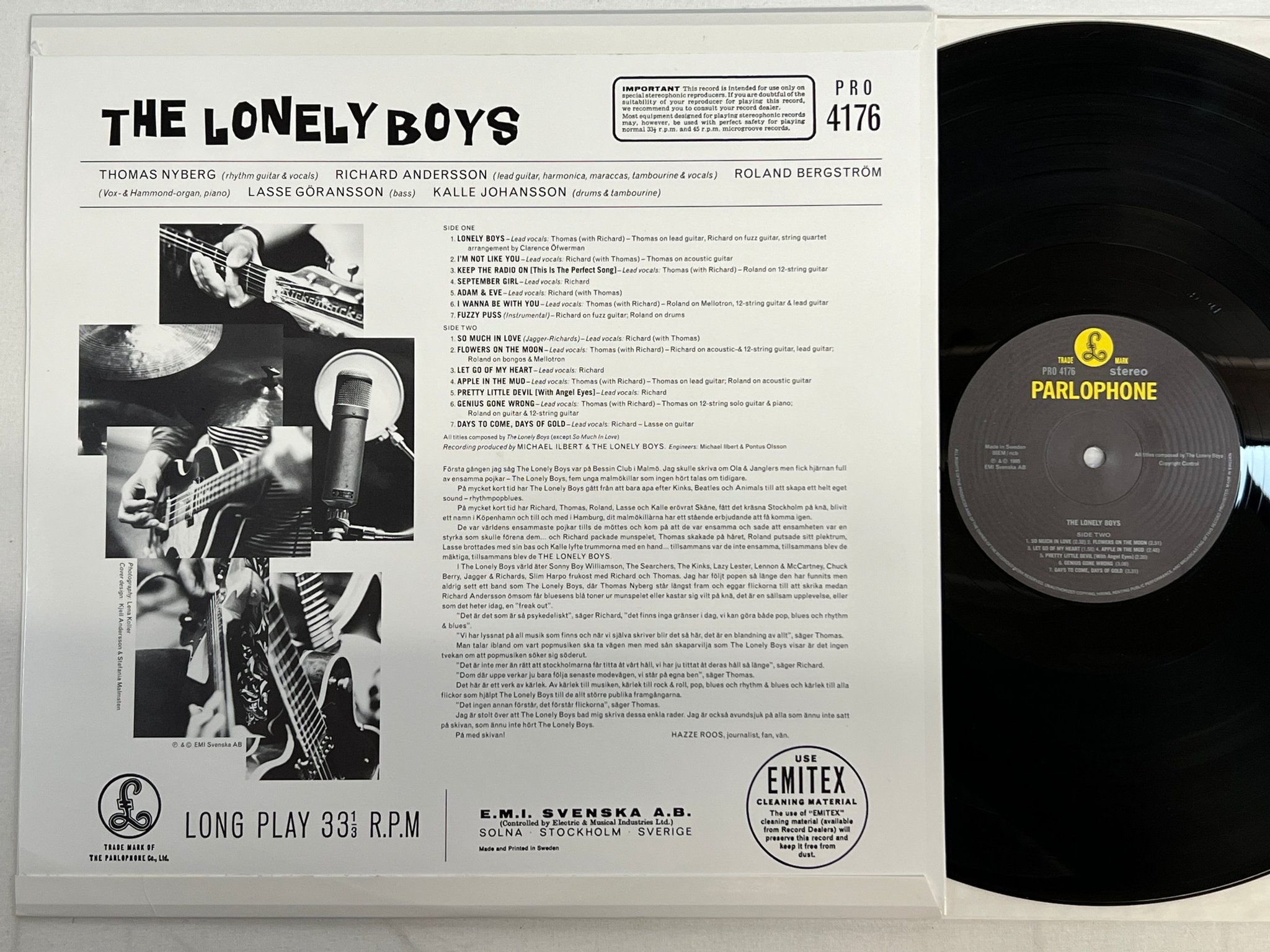 Omslagsbild för skivan THE LONELY BOYS s/t LP -96 Swe PARLOPHONE PRO 4176 ltd ** R A R E **