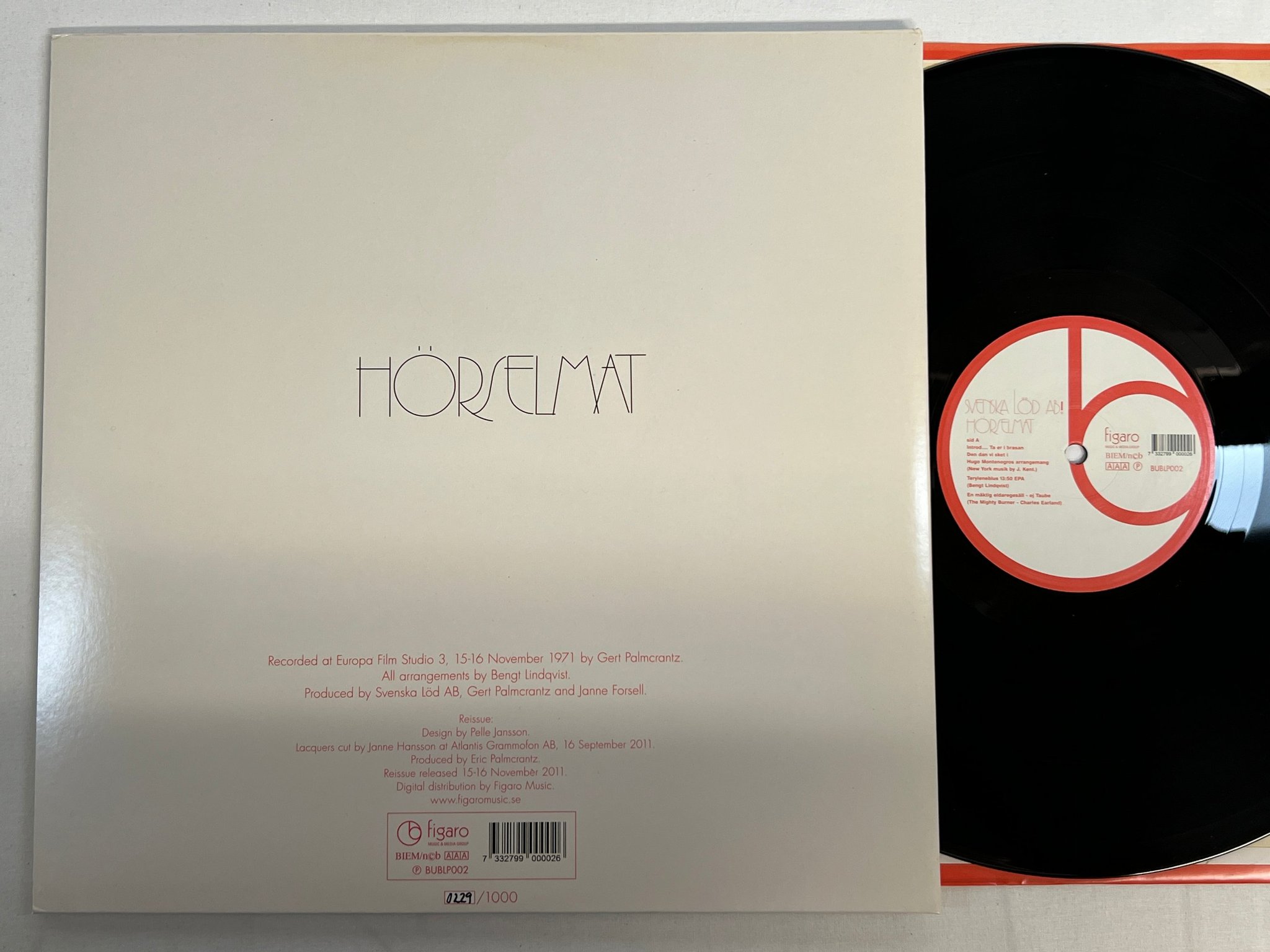 Omslagsbild för skivan SVENSKA LÖD AB Hörselmat LP -71/2011 buben BUBLP002 #0229/1000 jazzfunk