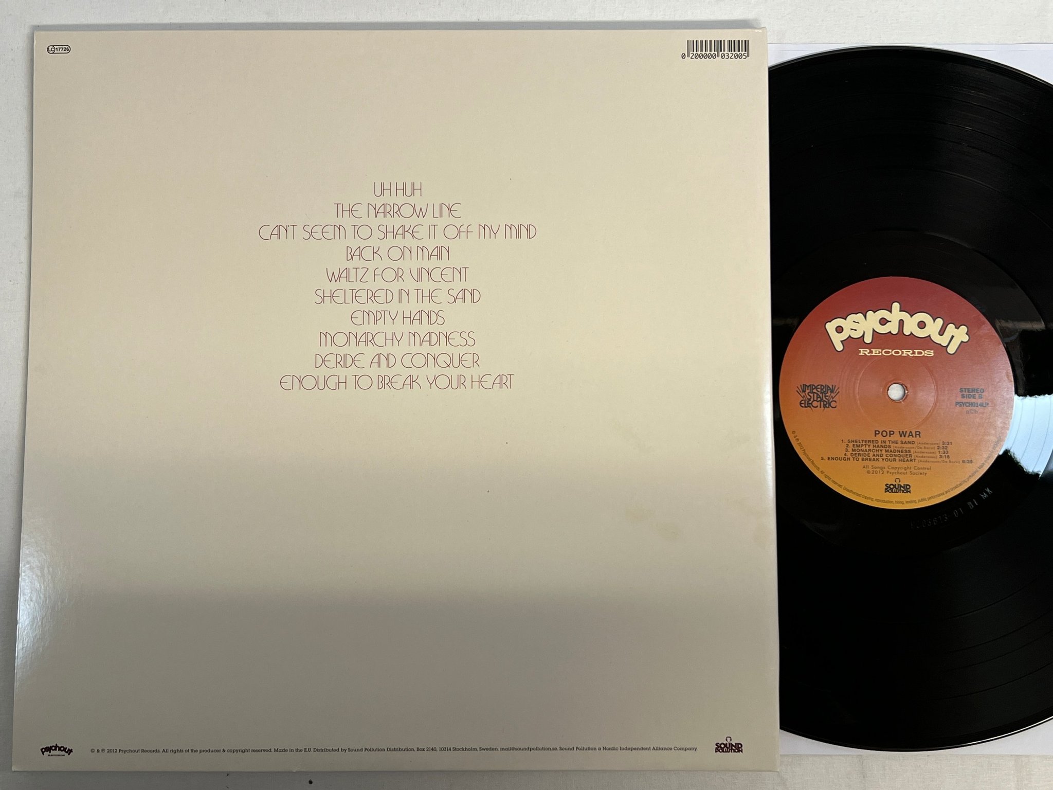 Omslagsbild för skivan IMPERIAL STATE ELECTRIC Pop War LP 2012 Swe PSYCH014LP