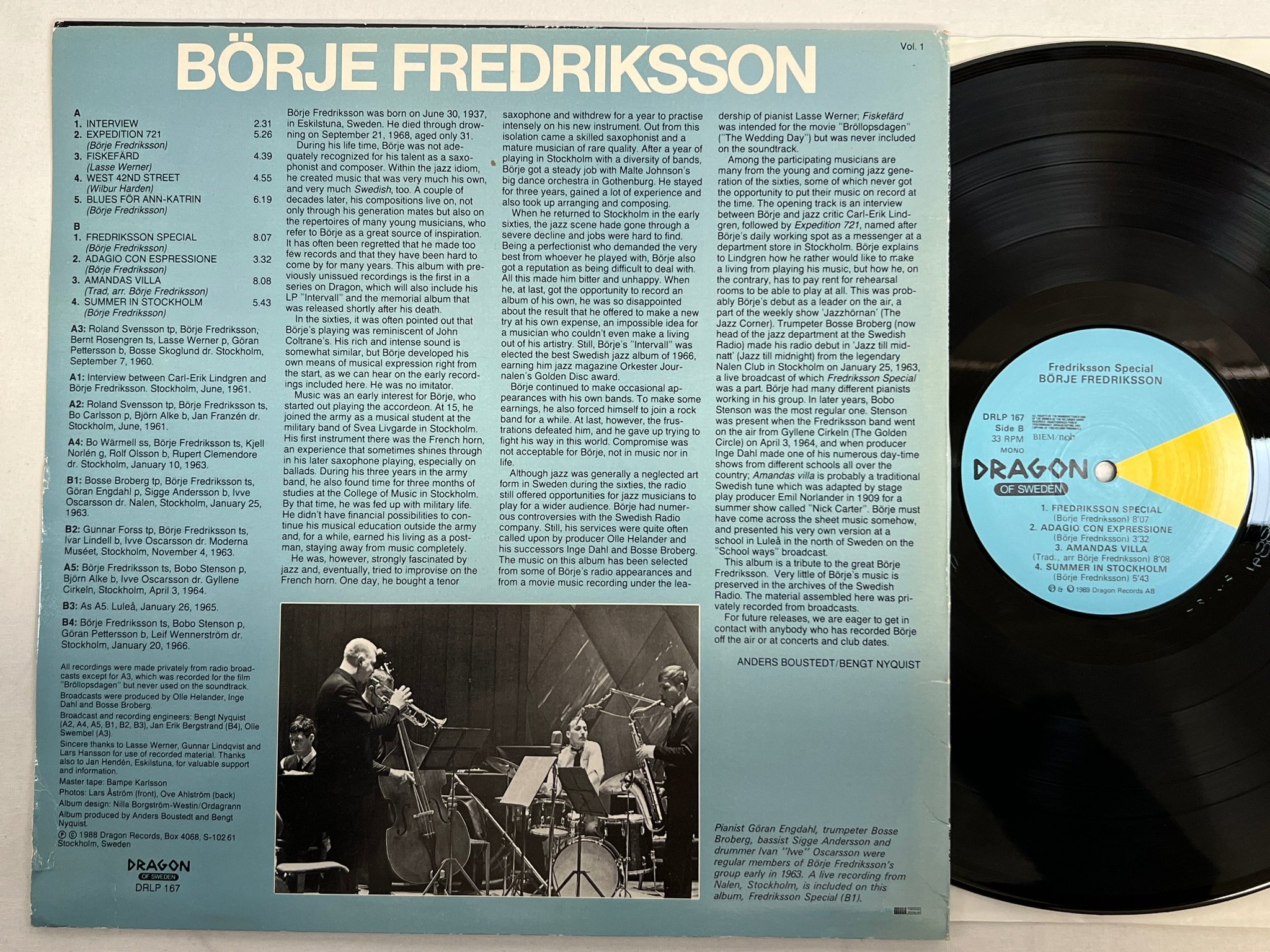 Omslagsbild för skivan BÖRJE FREDRIKSSON Fredriksson special LP -89 DRAGON DRLP 167
