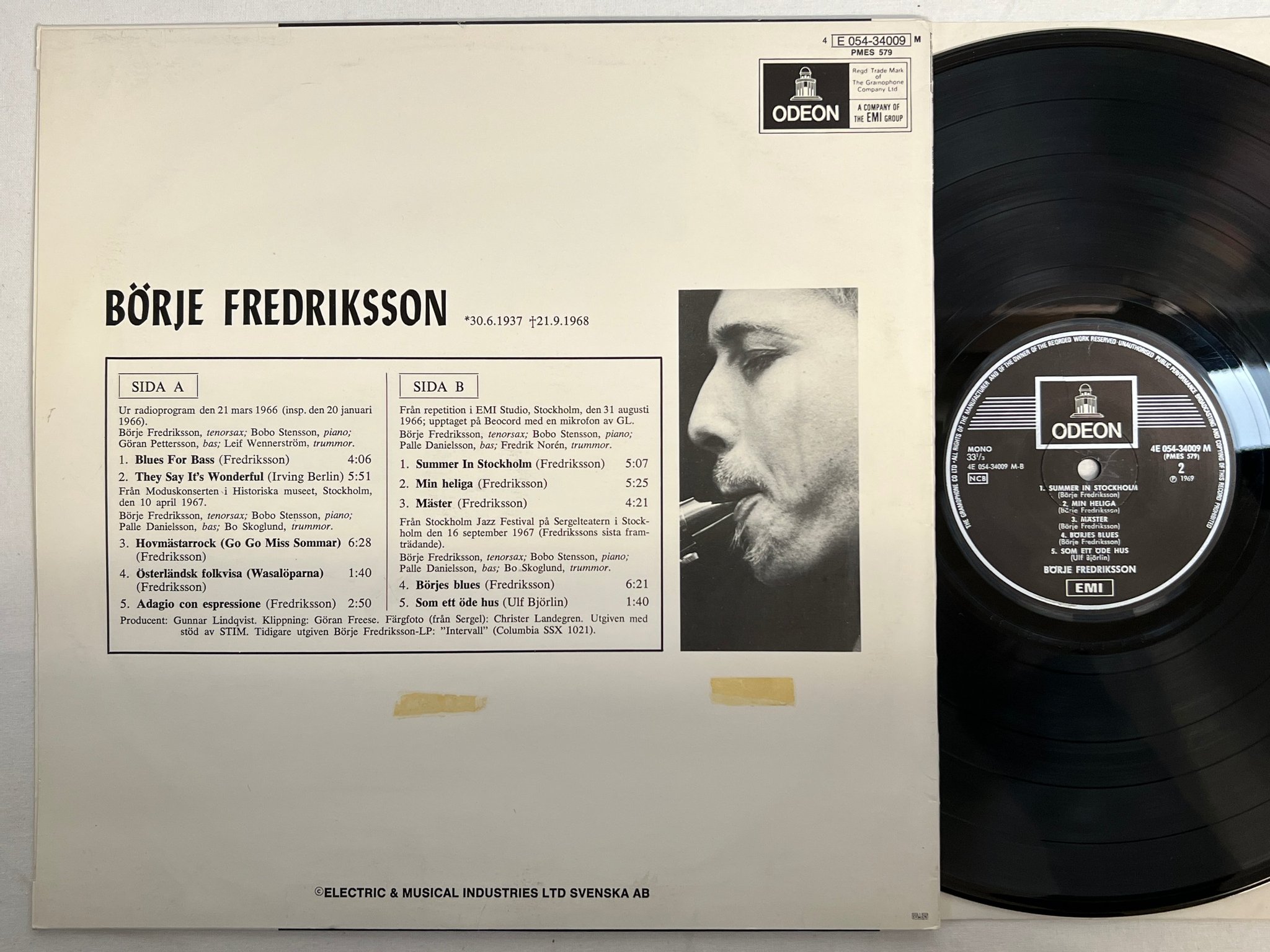 Omslagsbild för skivan BÖRJE FREDRIKSSON s/t LP -69 Swe ODEON 4E 054-34009 M ** superb jazz **