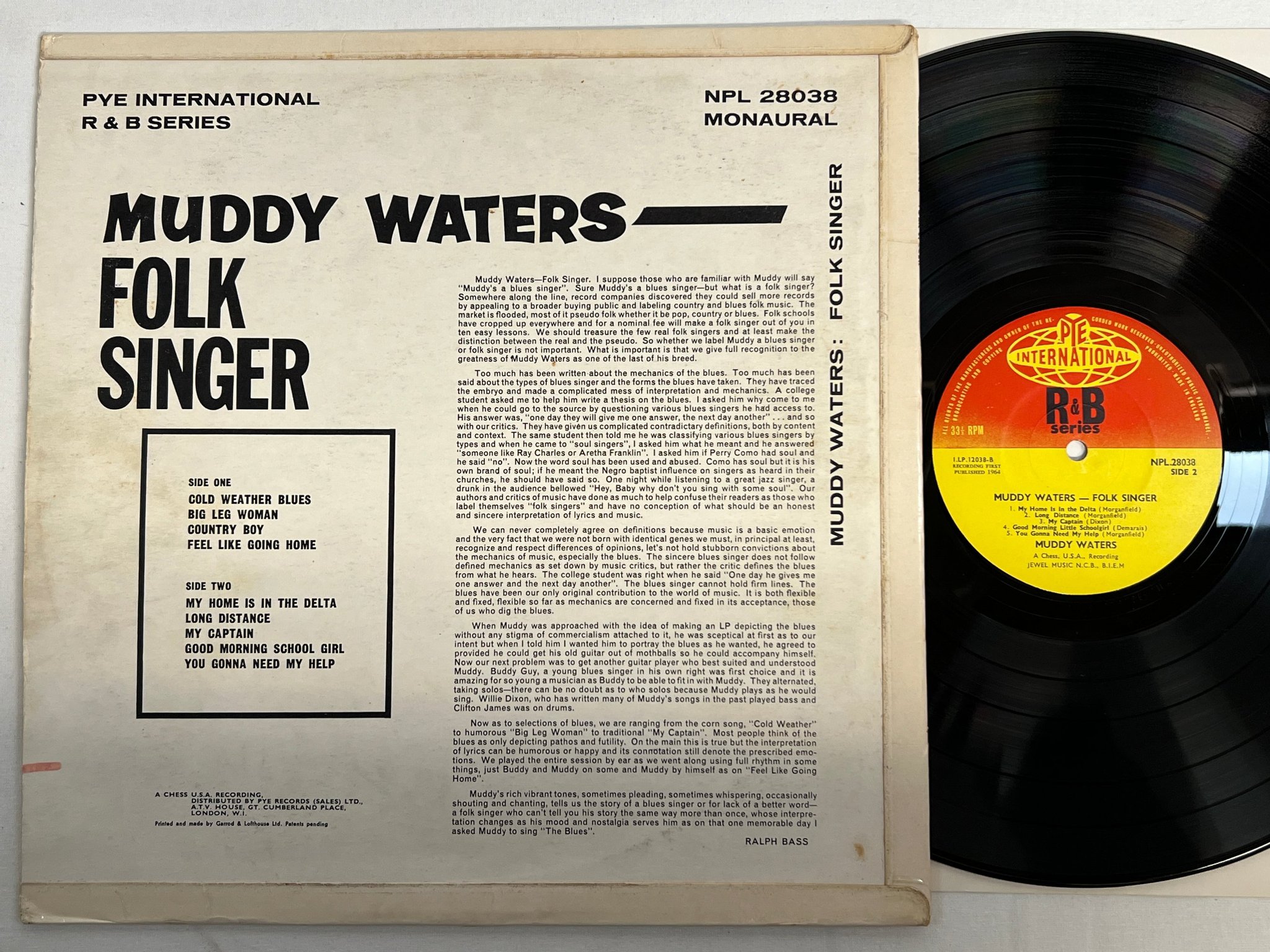 Omslagsbild för skivan MUDDY WATERS folk singer LP -64 UK PYE R&B SERIES npl 28038 mono
