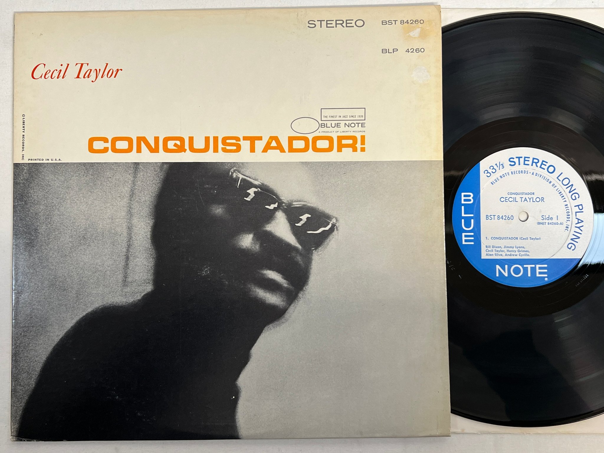 Omslagsbild för skivan CECIL TAYLOR Conquistador! LP -68 US BLUE NOTE BST 84260 Liberty press