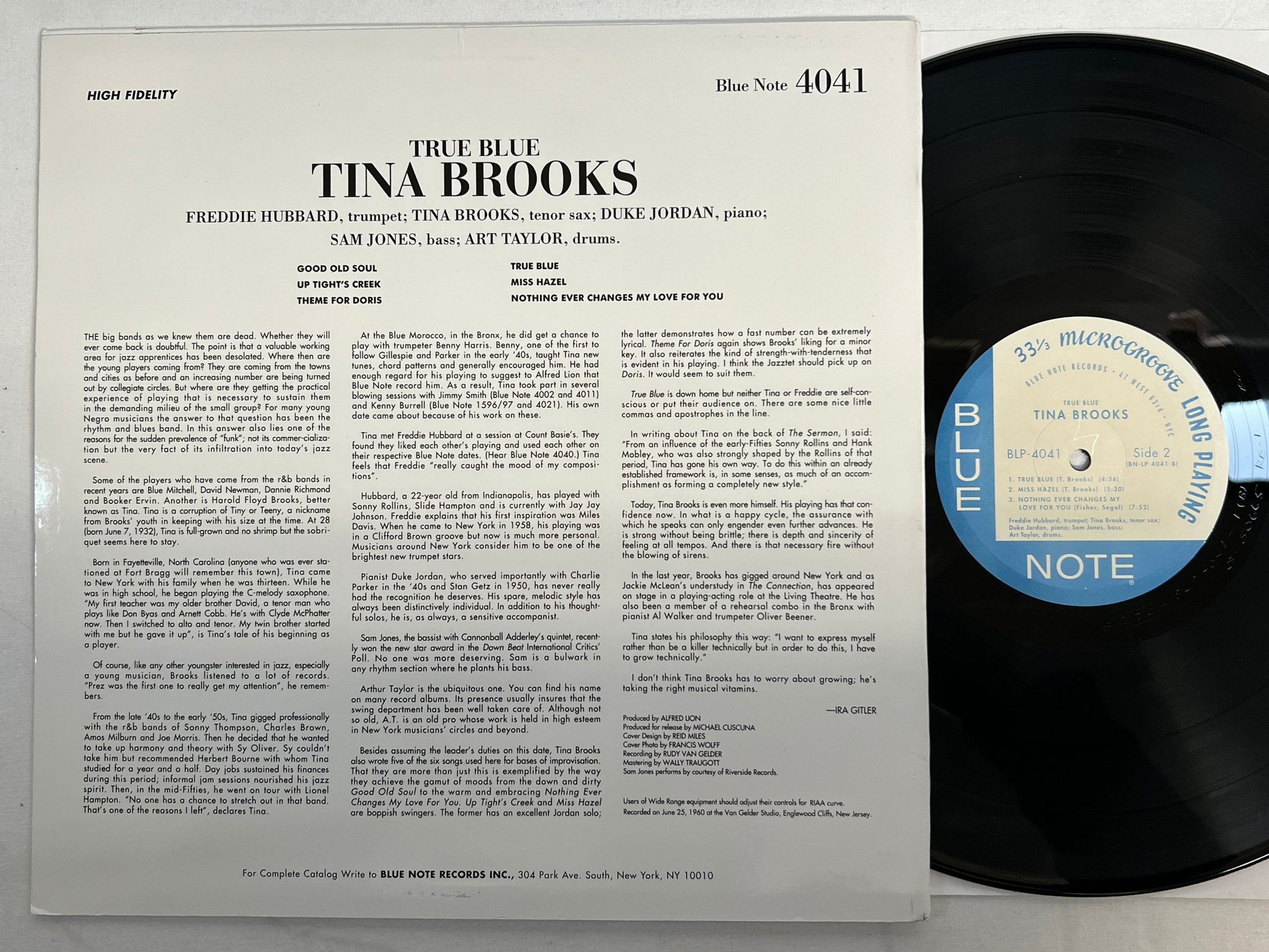 Omslagsbild för skivan TINA BROOKS true blue LP re US BLUE NOTE BLP 4041 