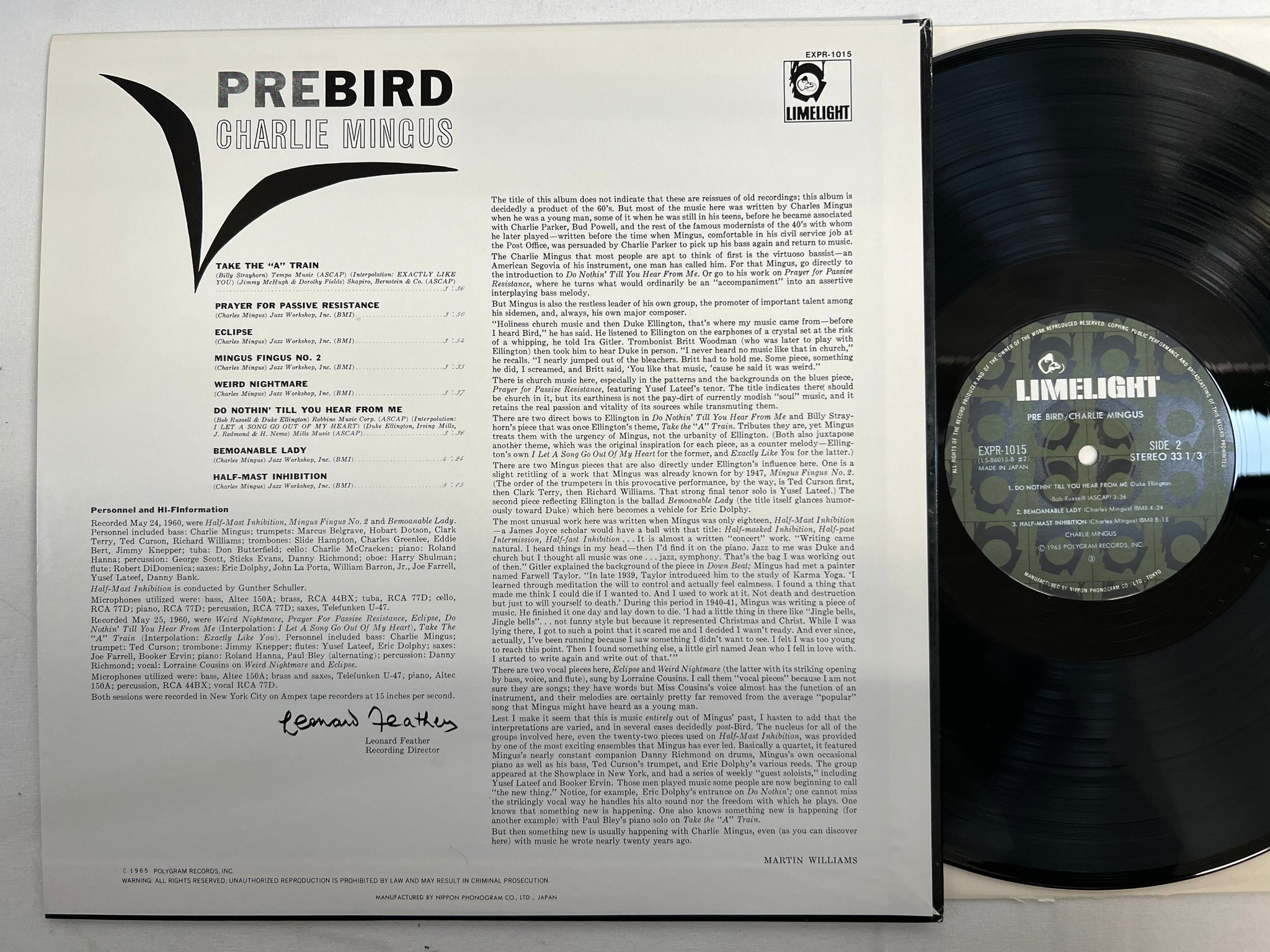 Omslagsbild för skivan CHARLIE MINGUS Pre Bird LP Japan LIMELIGHT EXPR-1015