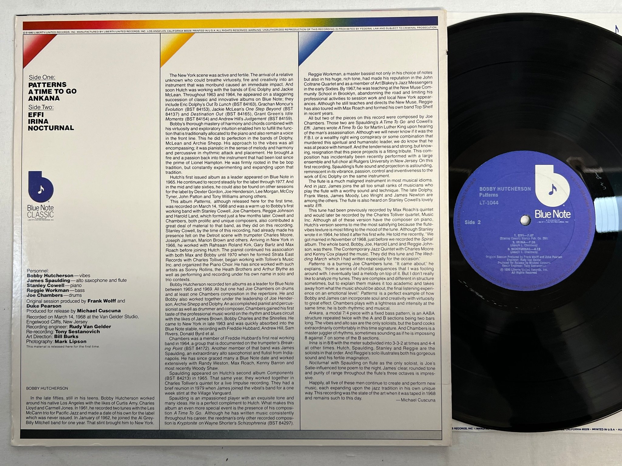 Omslagsbild för skivan BOBBY HUTCHERSON patterns  LP -80 US BLUE NOTE LT-1044 