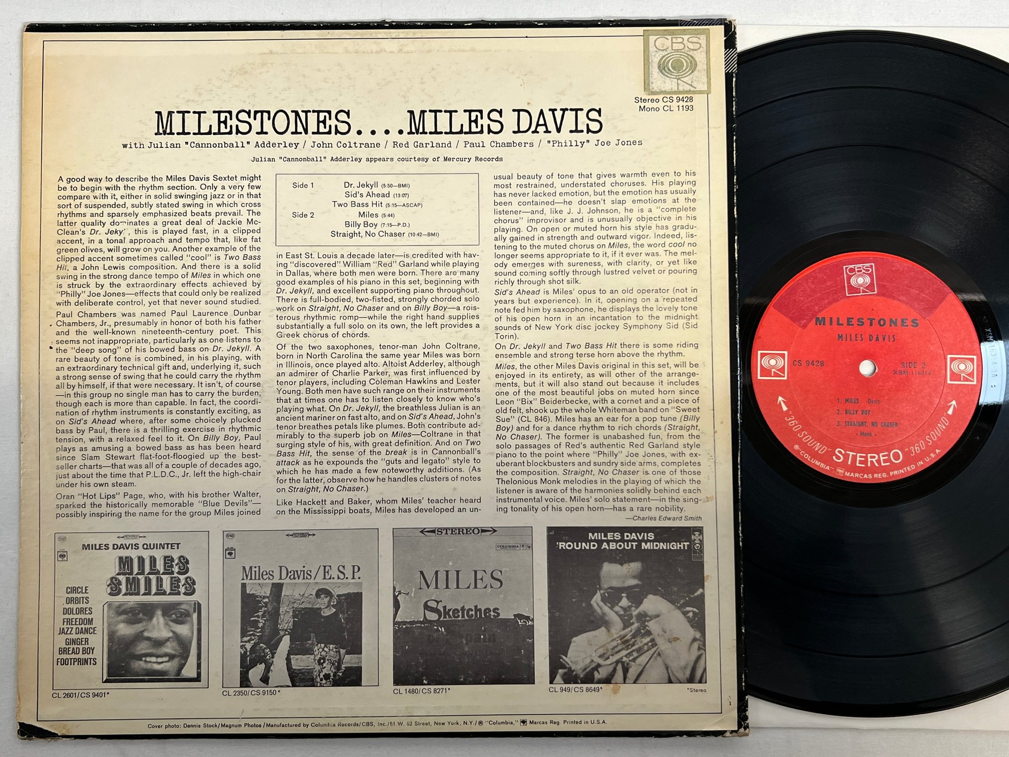 Omslagsbild för skivan MILES DAVIS milestones LP -58/67 US COLUMBIA/CBS CS 9428 