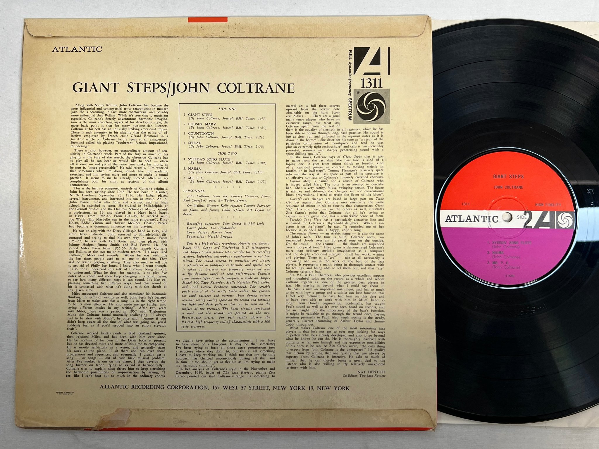 Omslagsbild för skivan JOHN COLTRANE giant step LP -60 Den ATLANTIC 1311 mono ** classic **