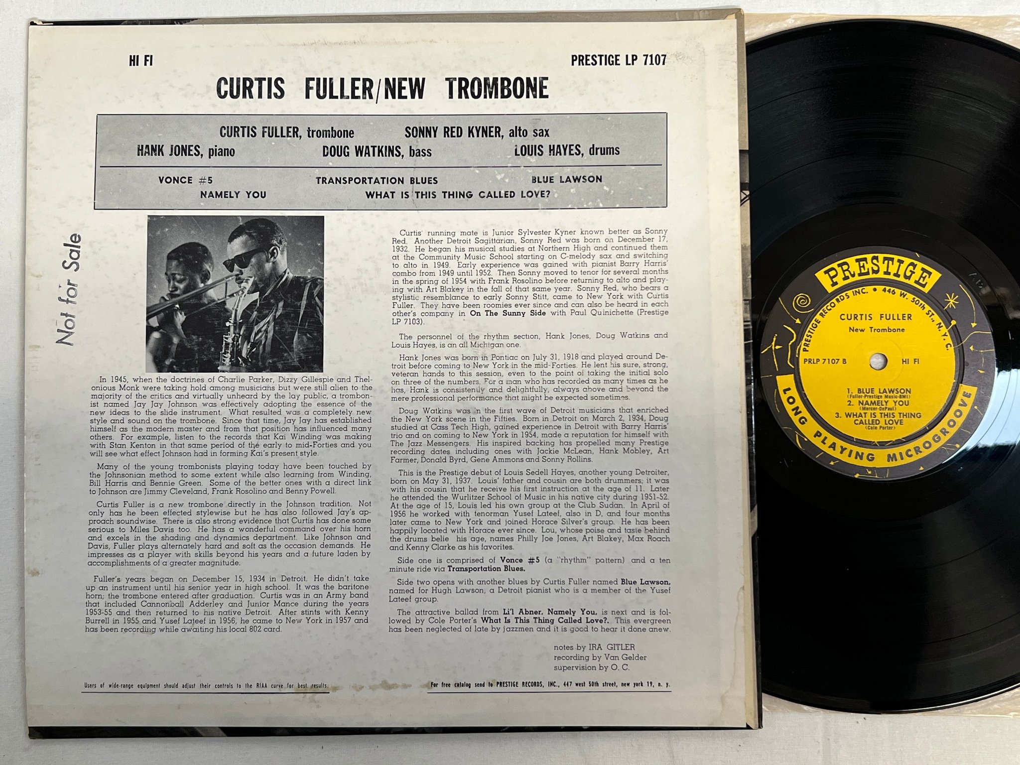 Omslagsbild för skivan CURTIS FULLER new trombone LP -57 US PRESTIGE PRLP 7107 orig press ** RARE **
