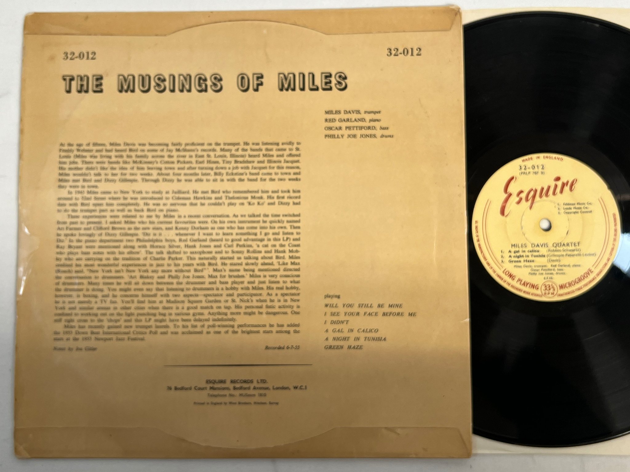 Omslagsbild för skivan MILES DAVIS QUARTET The Musings Of Miles LP -56 UK ESQUIRE 32-012
