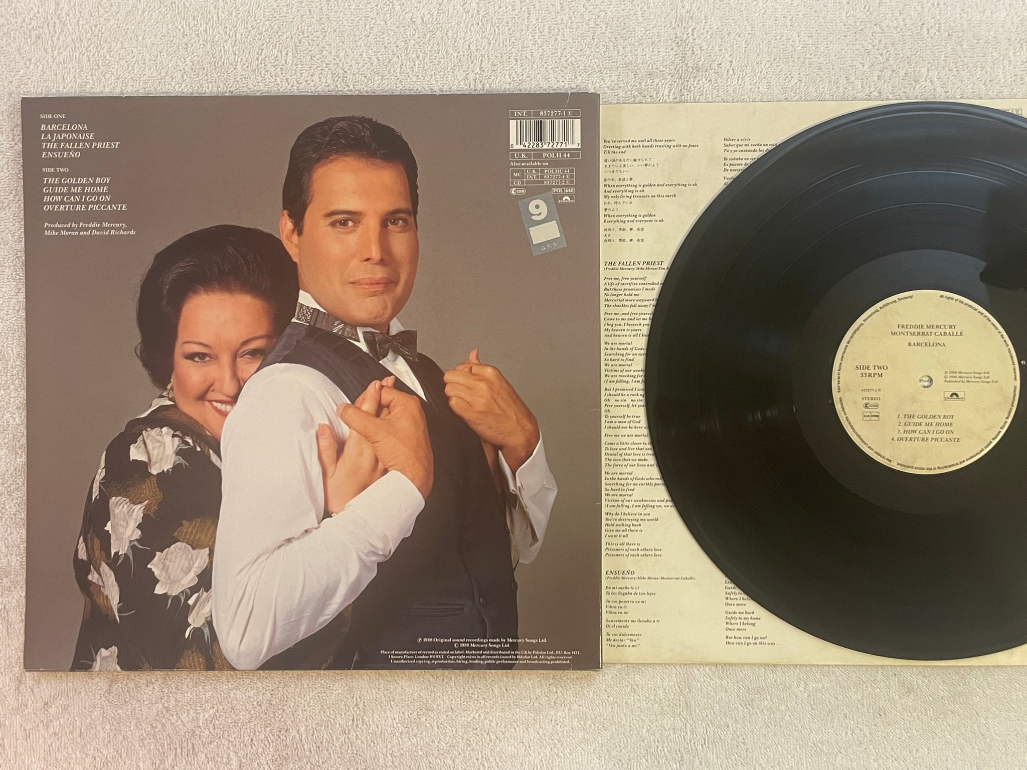 Omslagsbild för skivan FREDDIE MERCURY Barcelona LP -88 Hol POLYDOR 837277-1