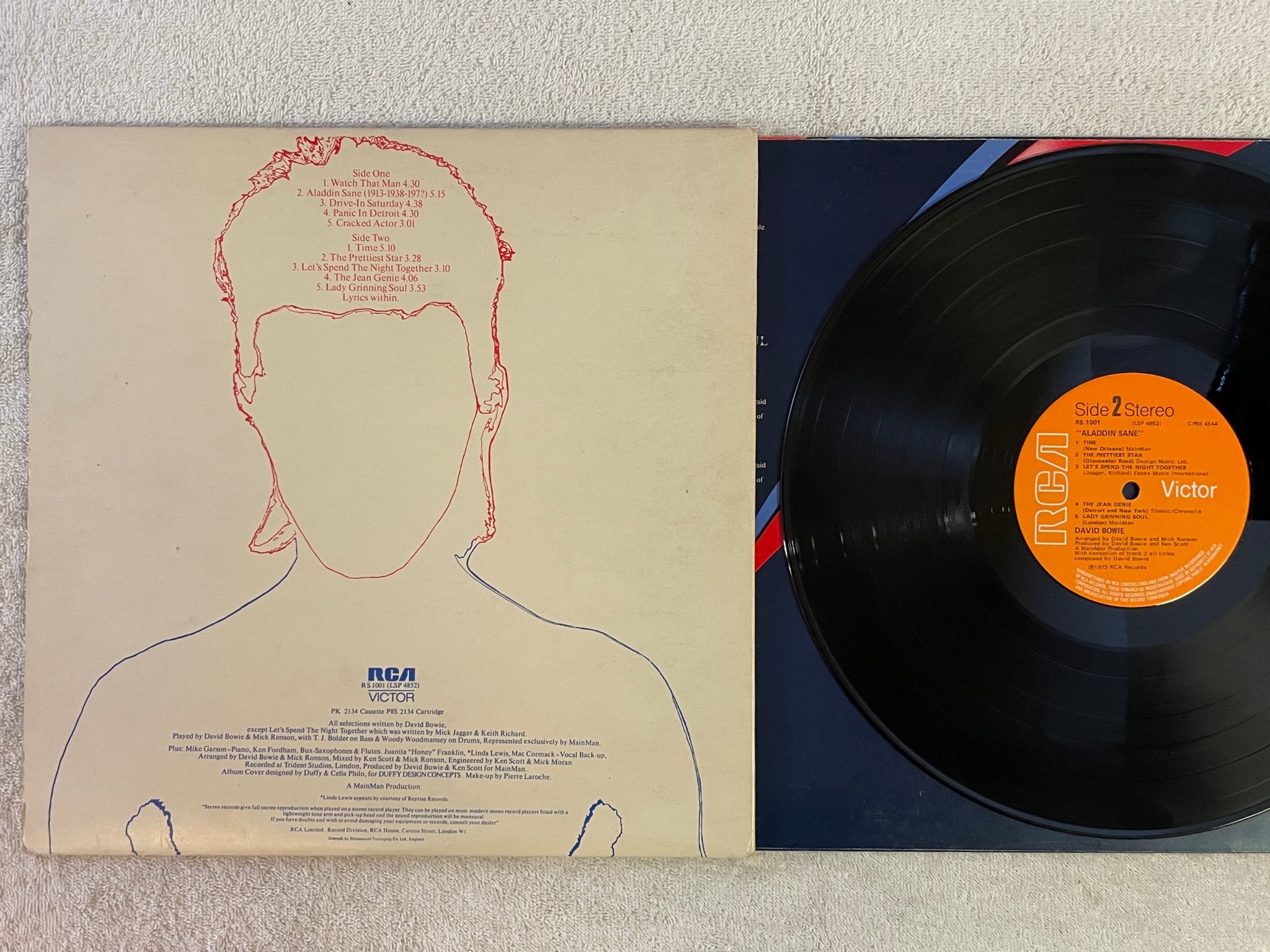 Omslagsbild för skivan DAVID BOWIE aladdin sane LP -73 UK RCA RS 1001 