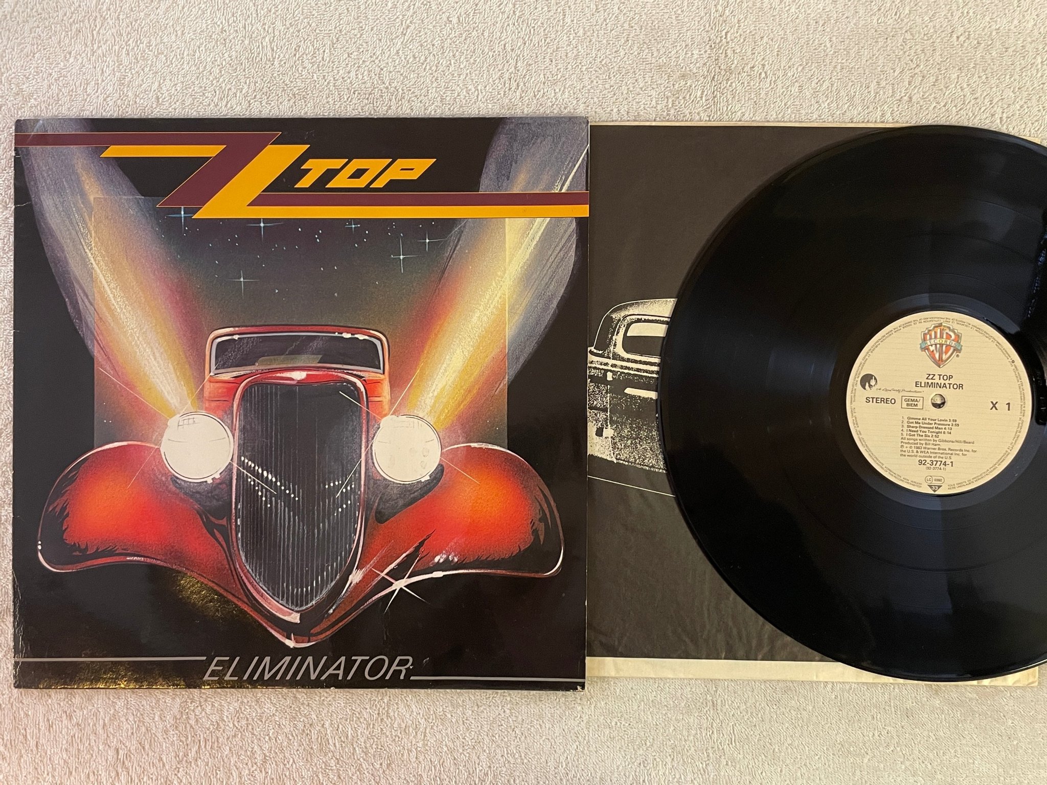 Omslagsbild för skivan ZZ TOP eliminator LP -83 Ger WARNER 9237741