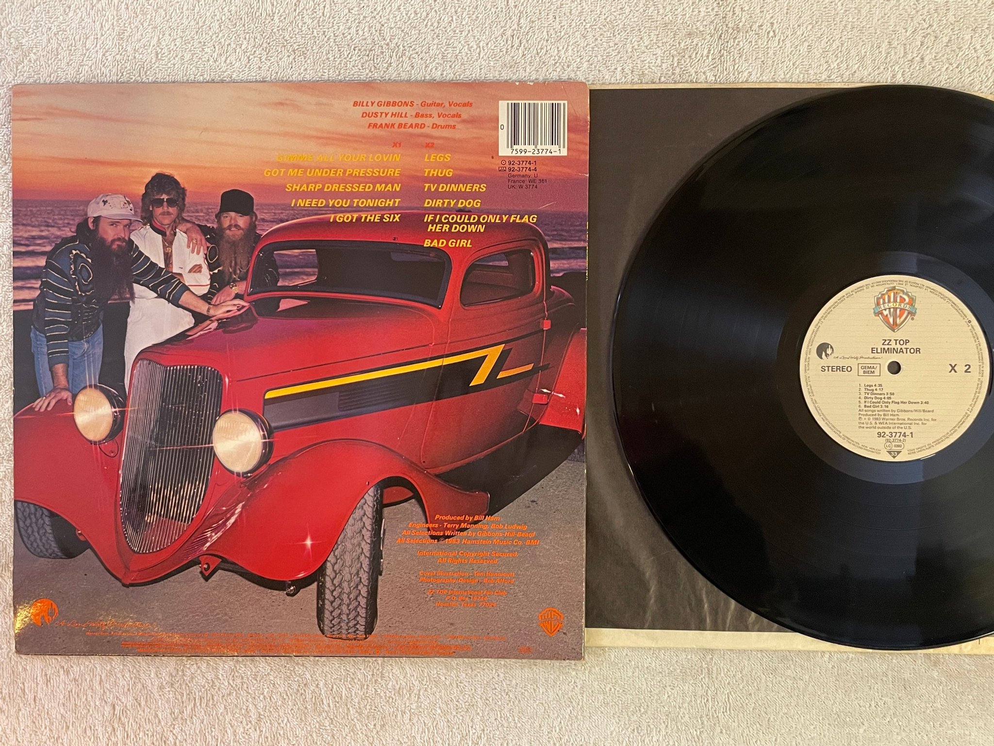 Omslagsbild för skivan ZZ TOP eliminator LP -83 Ger WARNER 9237741