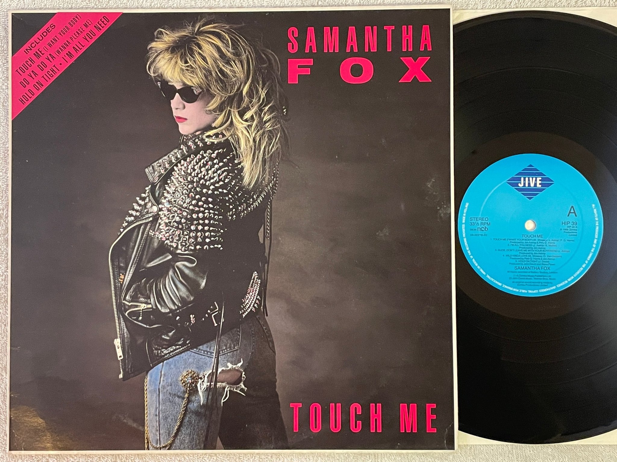 Omslagsbild för skivan SAMANTHA FOX touch me LP -86 ncb JIVE HIP 39