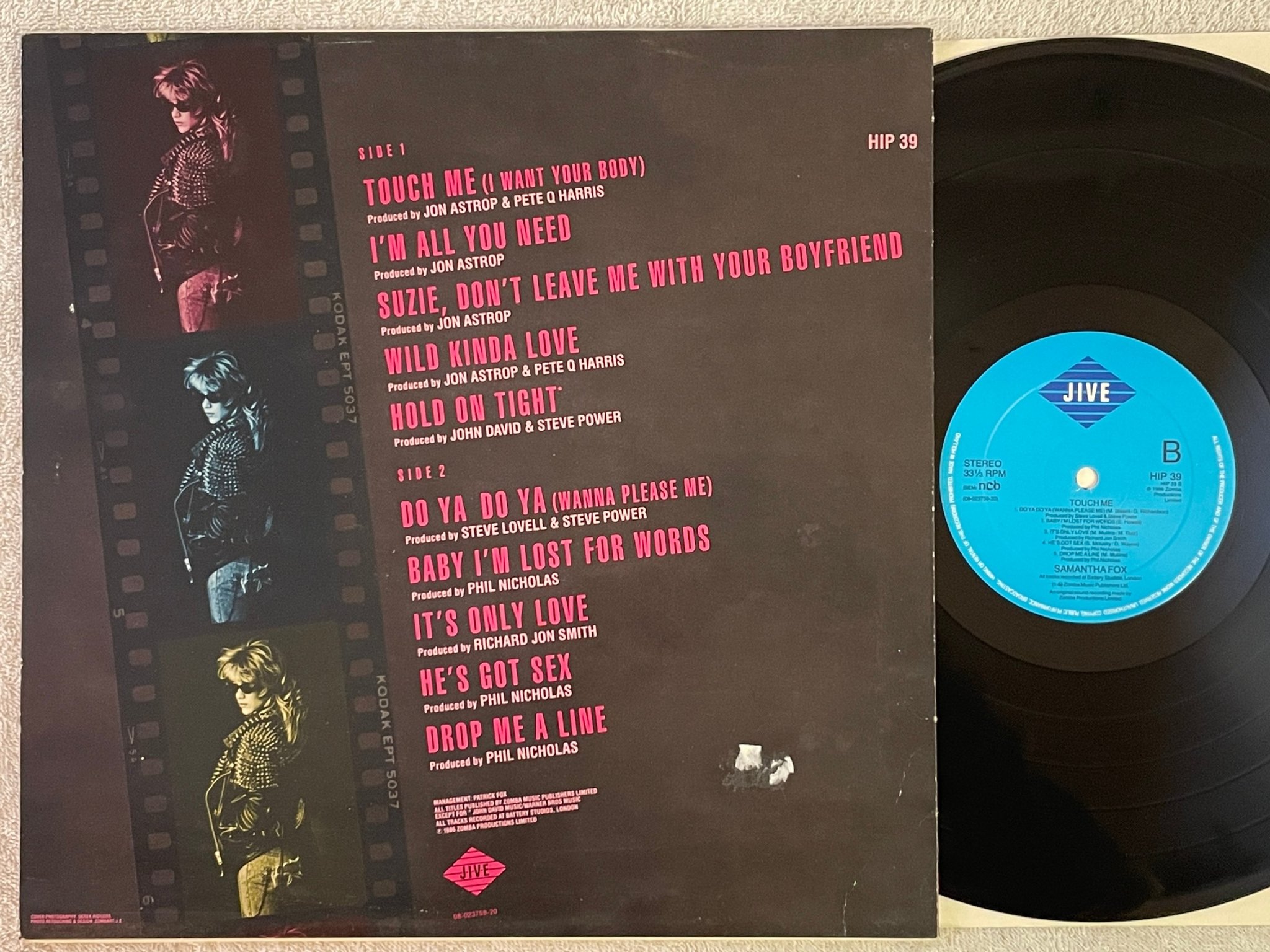 Omslagsbild för skivan SAMANTHA FOX touch me LP -86 ncb JIVE HIP 39