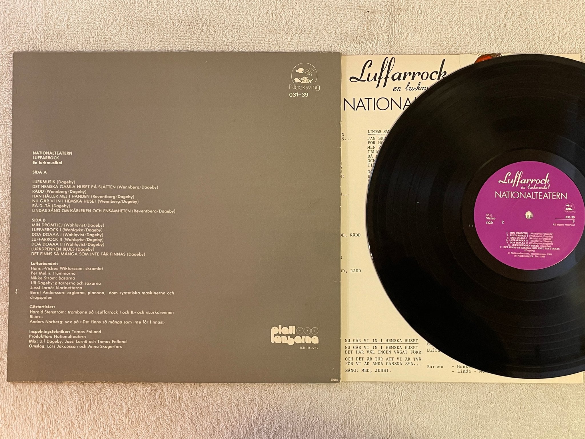 Omslagsbild för skivan NATIONALTEATERN luffarrock LP -81 Swe NACKSVING 031-39
