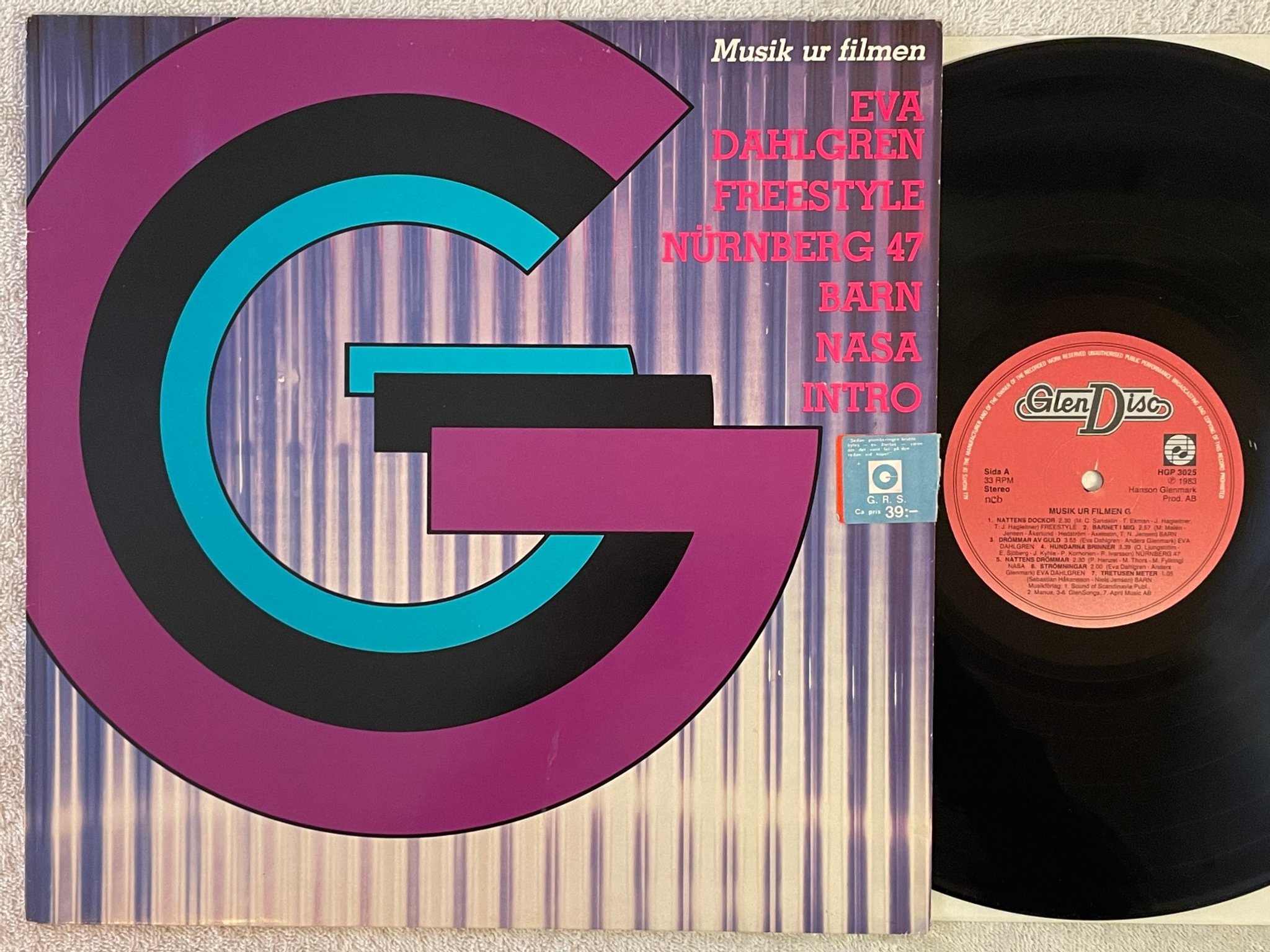 Omslagsbild för skivan V/A musik ur filmen G LP -83 Swe GlenDisc HGP 3025 