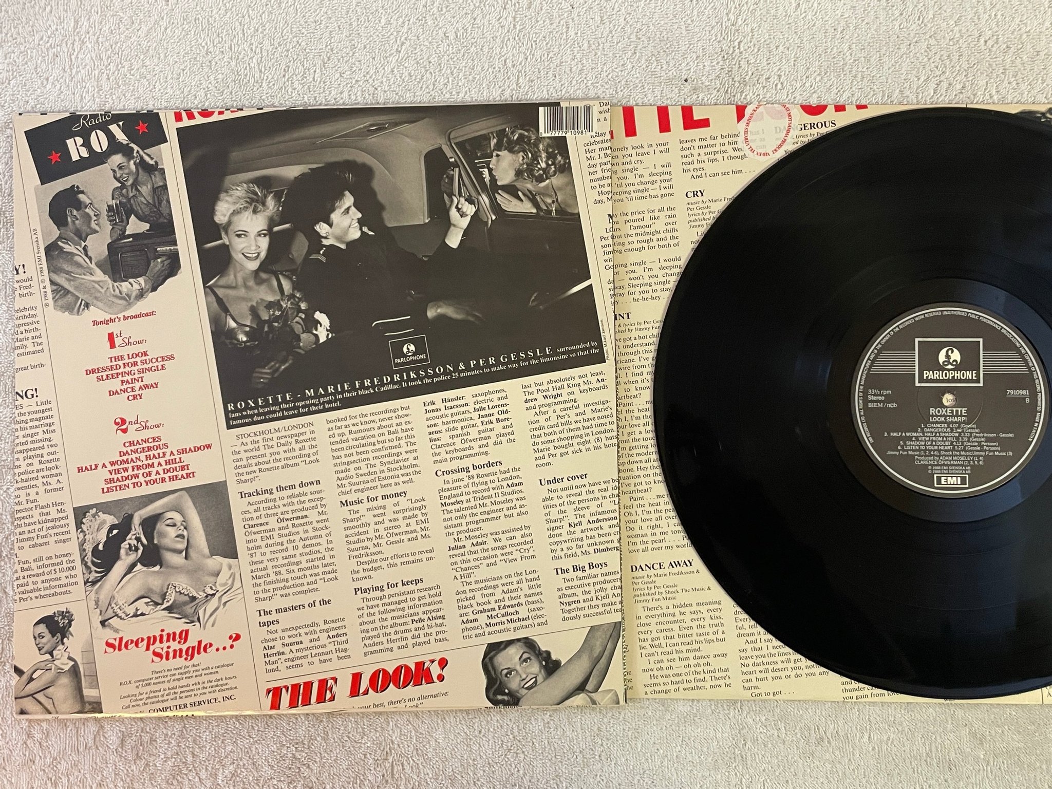 Omslagsbild för skivan ROXETTE look sharp! LP -88 Swe PARLOPHONE 7910981