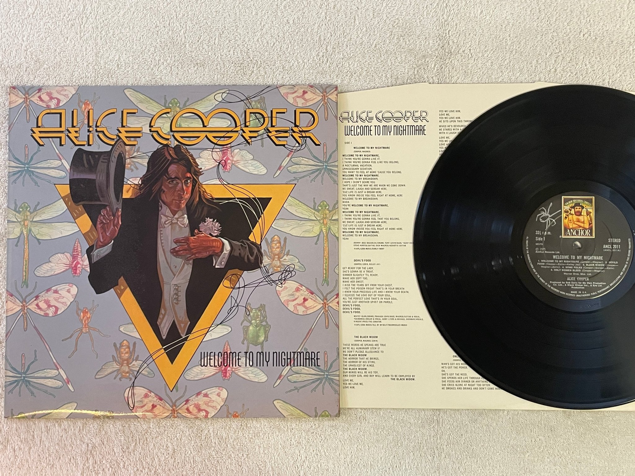 Omslagsbild för skivan ALICE COOPER welcome to my nightmare LP -75 UK ANCHOR ANCL 2011
