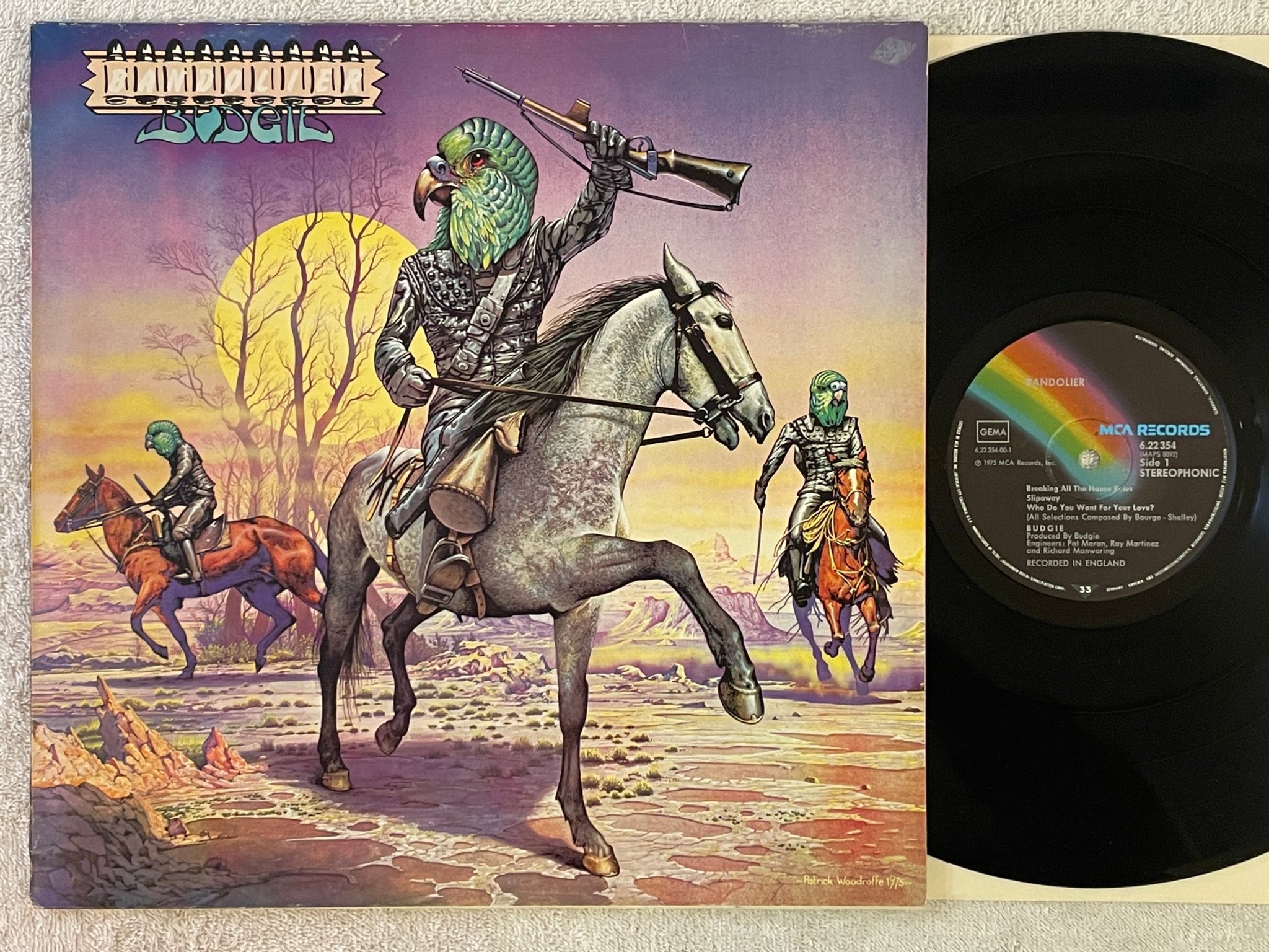 Omslagsbild för skivan BUDGIE bandolier LP -75 Ger MCA 6.22.354	