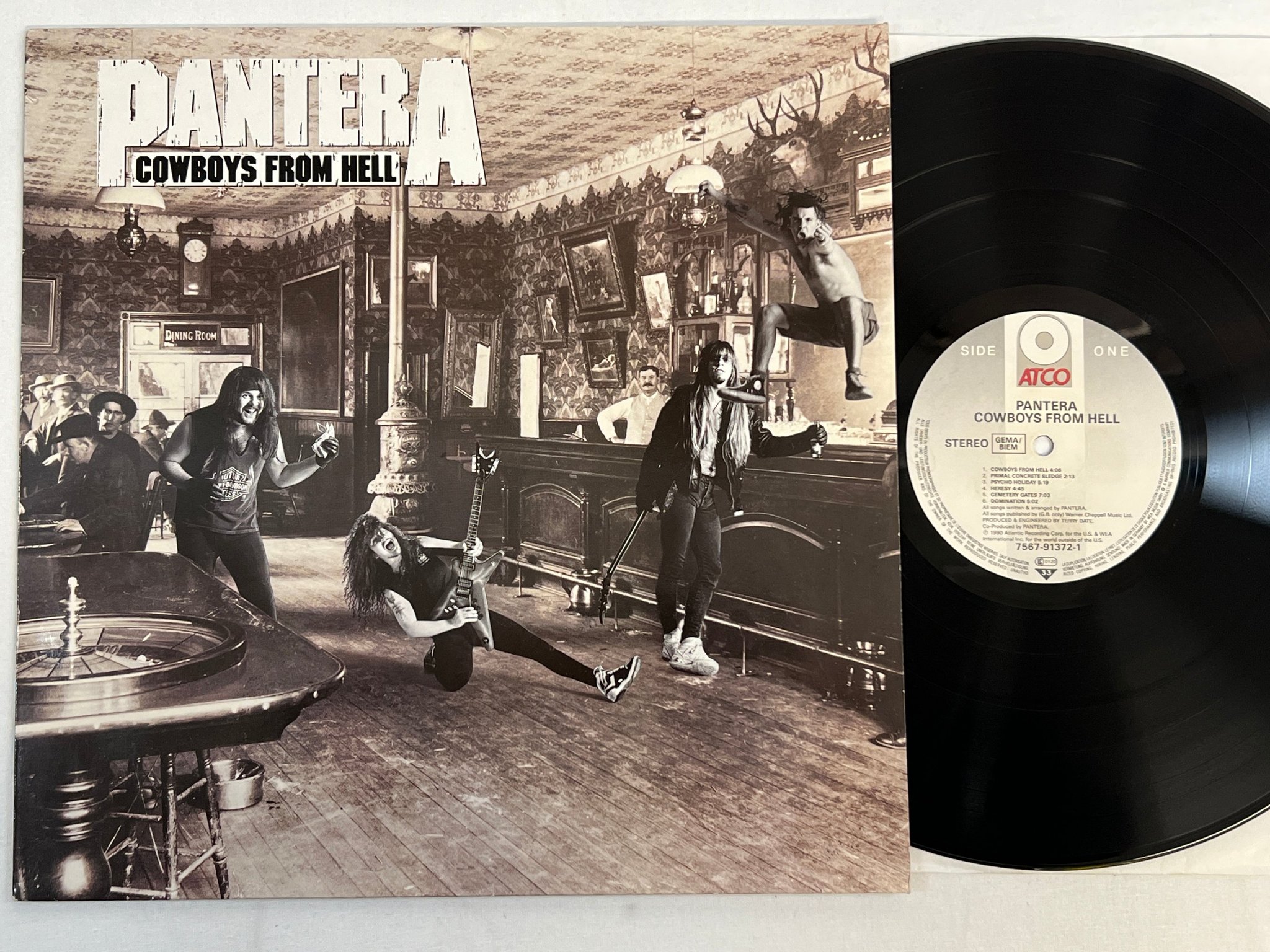 Omslagsbild för skivan PANTERA cowboys from hell LP -90 Eur ATCO 7567-91372-1 ** RARE METAL **
