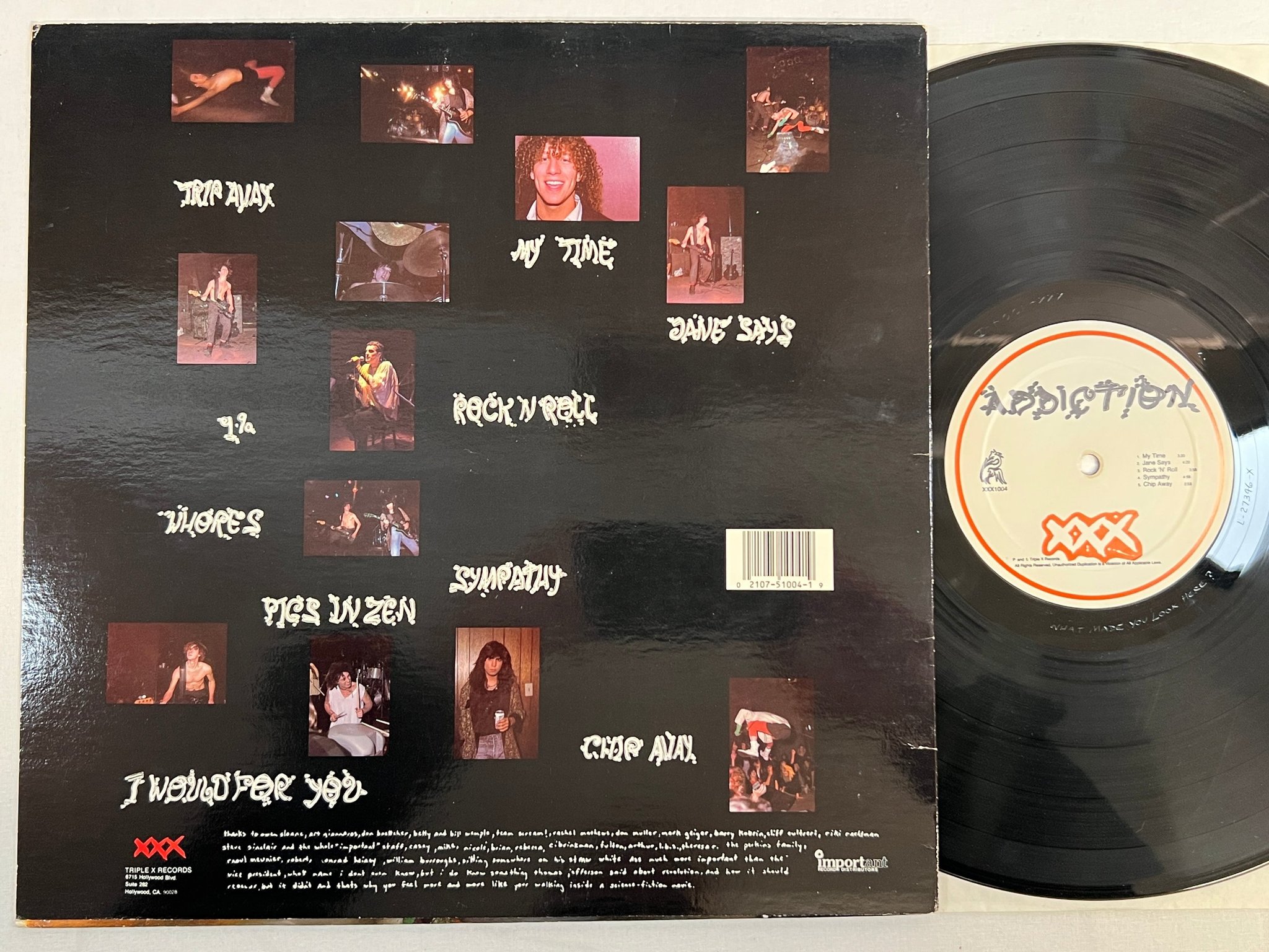 Omslagsbild för skivan JANE'S ADDICTION s/t LP -88 US TRIPLE X 51004-1 ** r a r e **