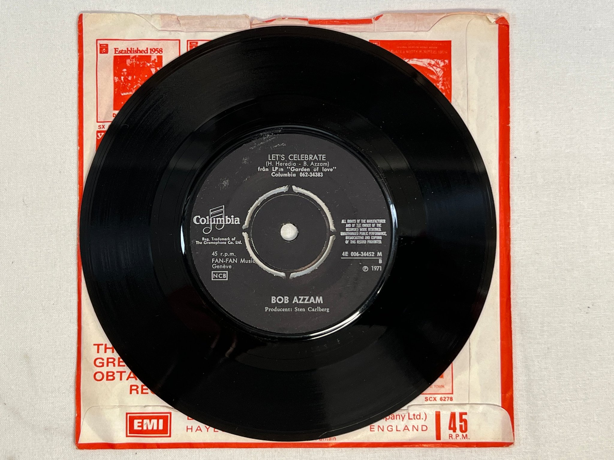 Omslagsbild för skivan BOB AZZAM Garden Of Love 7"single -71 Swe ! ! ! rare groove ! ! ! 