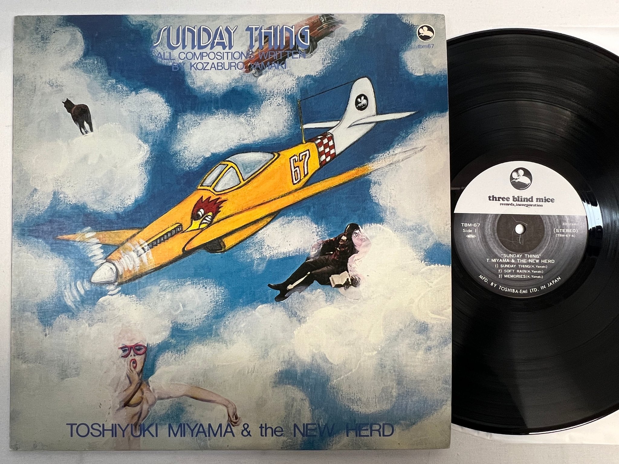 Omslagsbild för skivan T MIYAMA & THE NEW HERD sunday thing LP -76 Japan TBM-67 audiophile