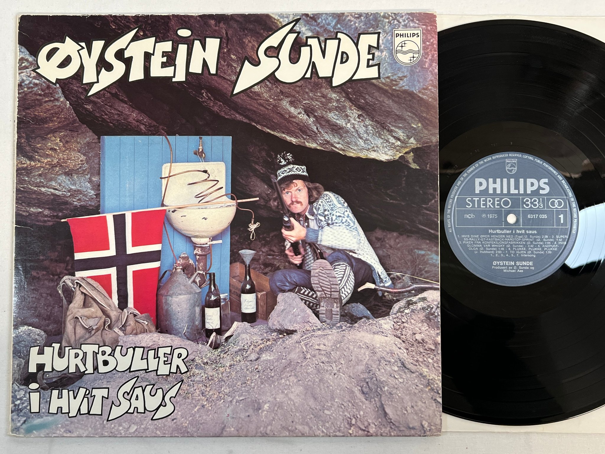 Omslagsbild för skivan ØYSTEIN SUNDE Hurtbuller I Hvit Saus LP -75 Norway PHILIPS 6317035 ** RARE **