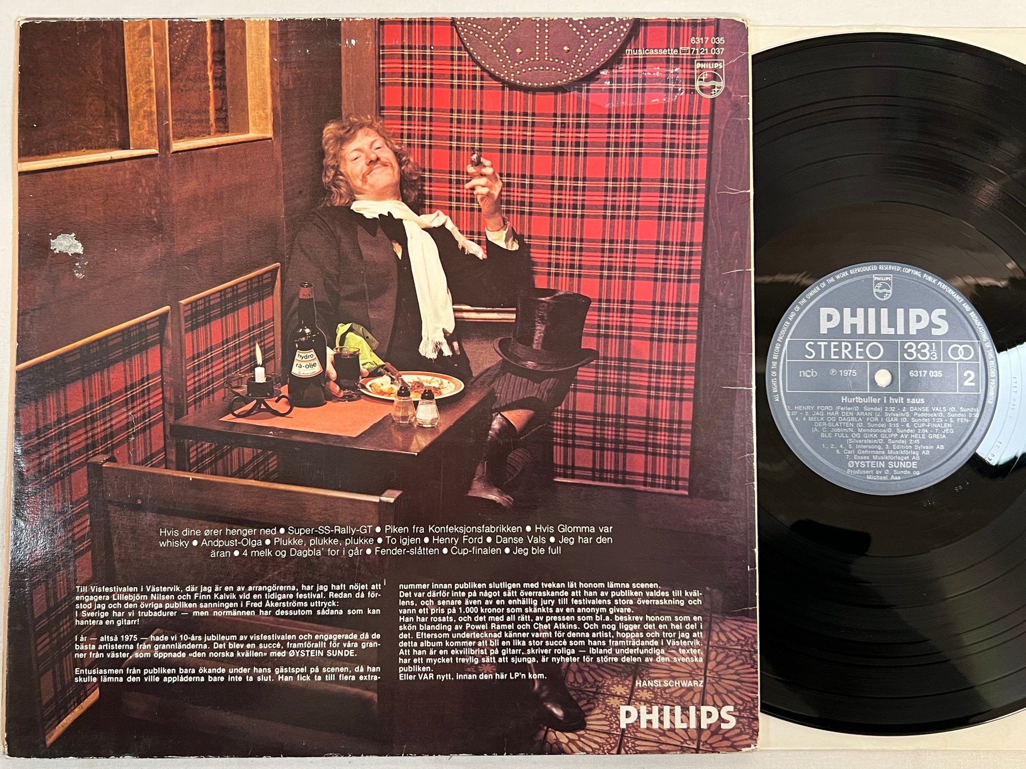 Omslagsbild för skivan ØYSTEIN SUNDE Hurtbuller I Hvit Saus LP -75 Norway PHILIPS 6317035 ** RARE **