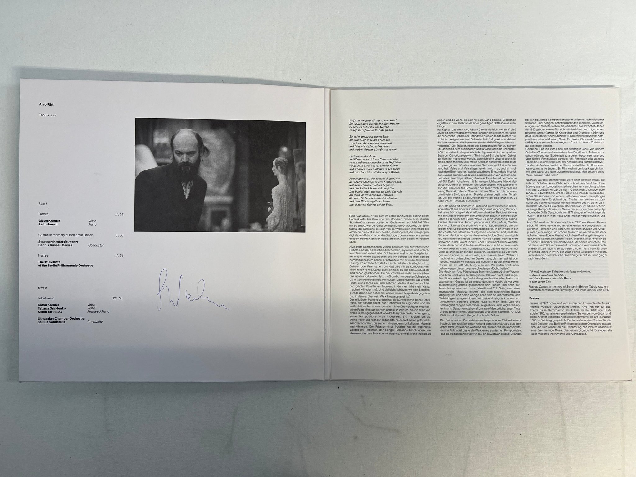 Omslagsbild för skivan ARVO PÄRTI Tabula Rasa LP -84 Ger ECM 1275 neo-classical