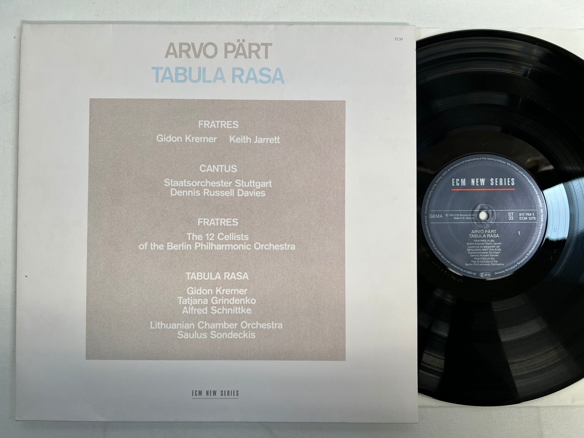 Omslagsbild för skivan ARVO PÄRTI Tabula Rasa LP -84 Ger ECM 1275 neo-classical