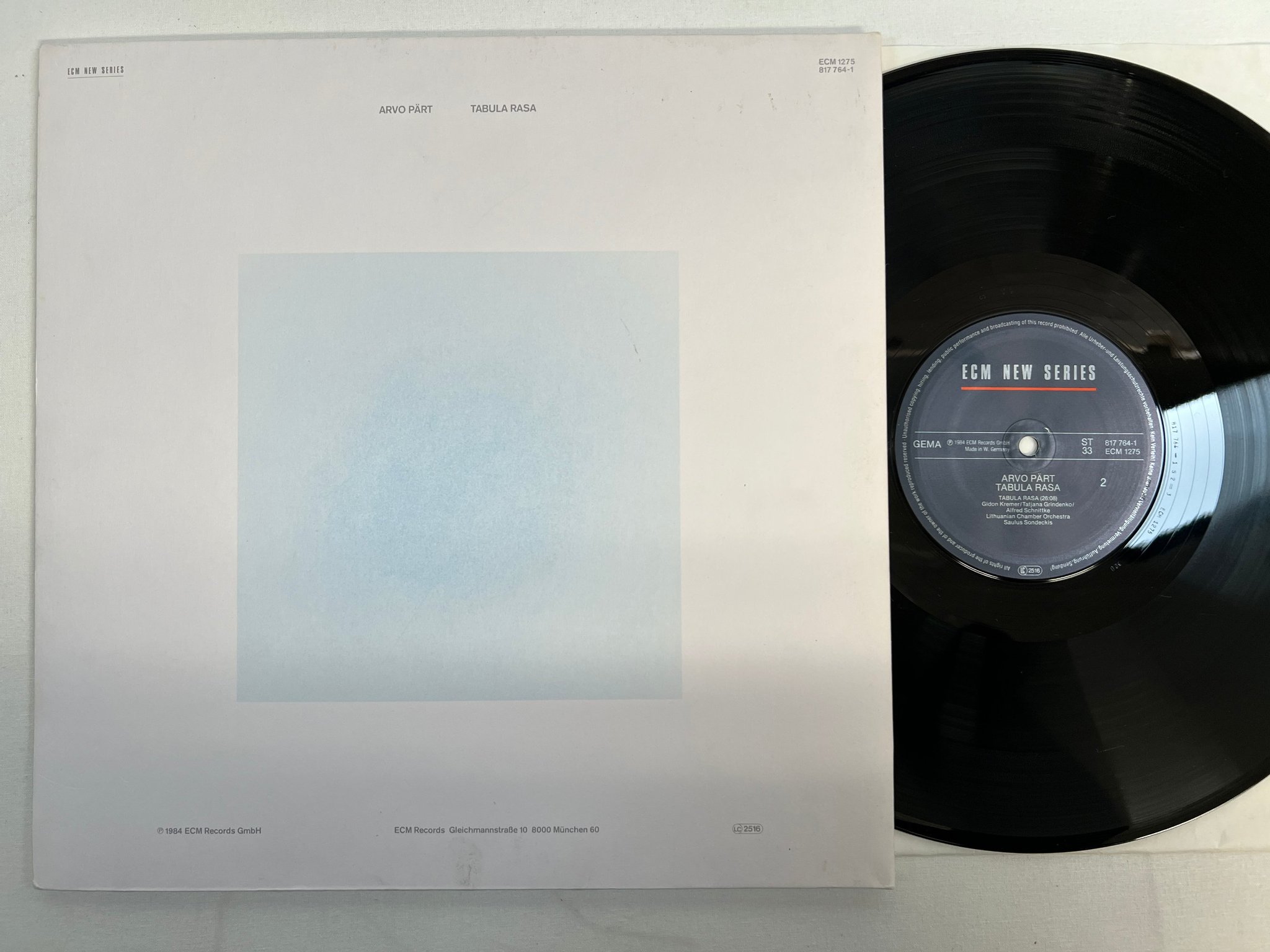 Omslagsbild för skivan ARVO PÄRTI Tabula Rasa LP -84 Ger ECM 1275 neo-classical