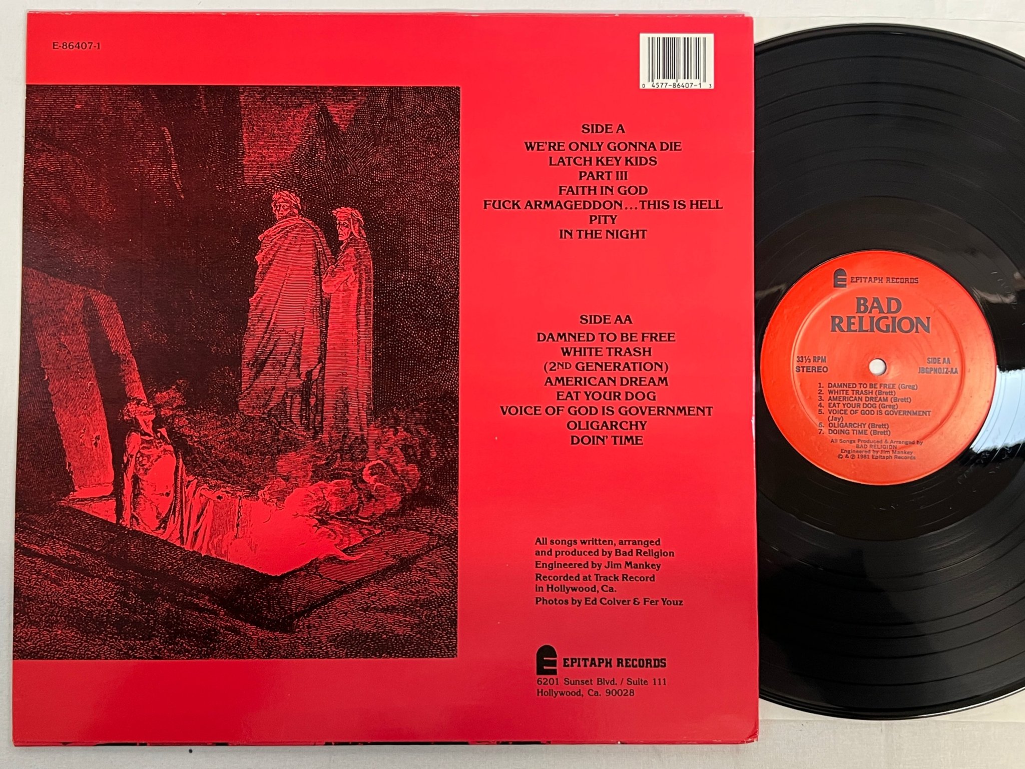 Omslagsbild för skivan BAD RELIGION How Could Hell Be Any Worse? LP -82 US epitaph EPI-BRLP1 * rare *